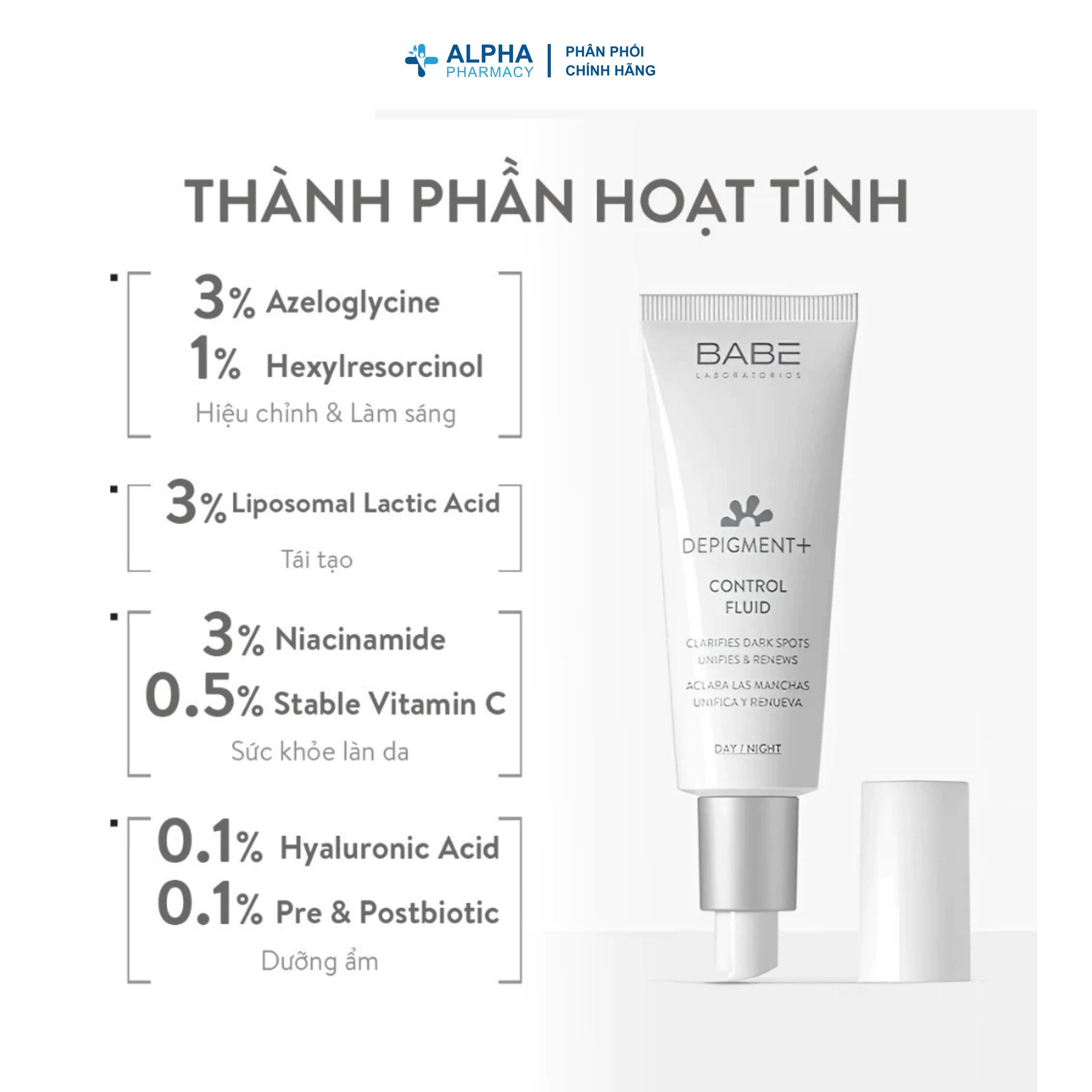 Kem Dưỡng Sáng Da Và Làm Mờ Vết Thâm Nám Babé Depigment + Control Fuid - 40ml - Image 3