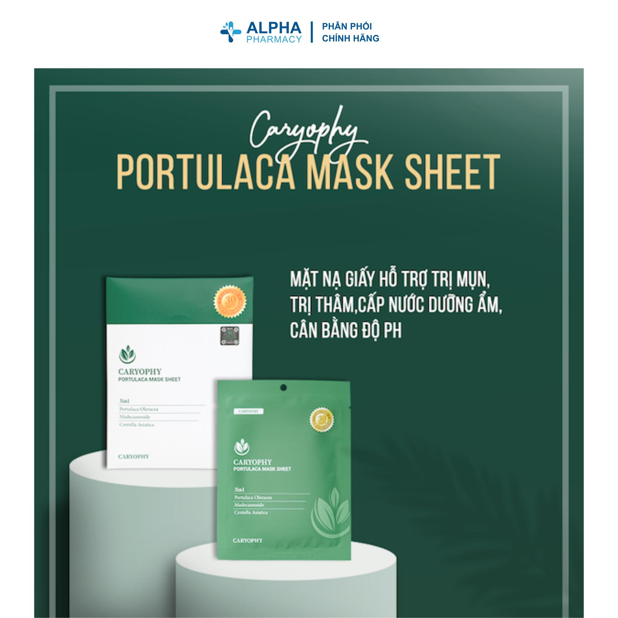 Mặt Nạ Caryophy Portulaca Mask Sheet 3in1 Giảm Mụn, Giảm Thâm & Dưỡng Ẩm - 22g (1 Miếng/Hộp) - Image 4