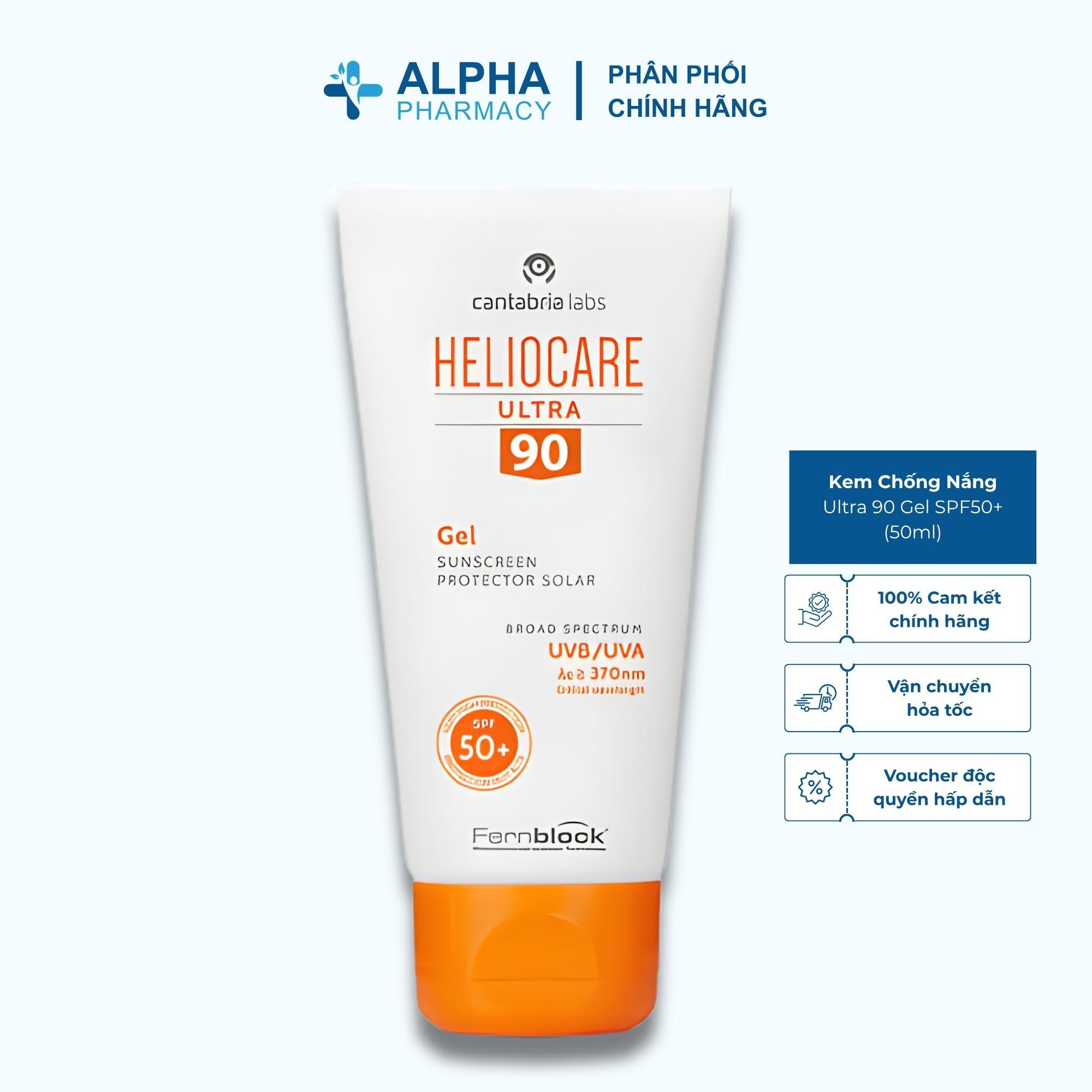 Kem Chống Nắng Heliocare Ultra 90 Gel SPF50+ Chống Nắng Mạnh, Kiểm Soát Nhờn – 50ml