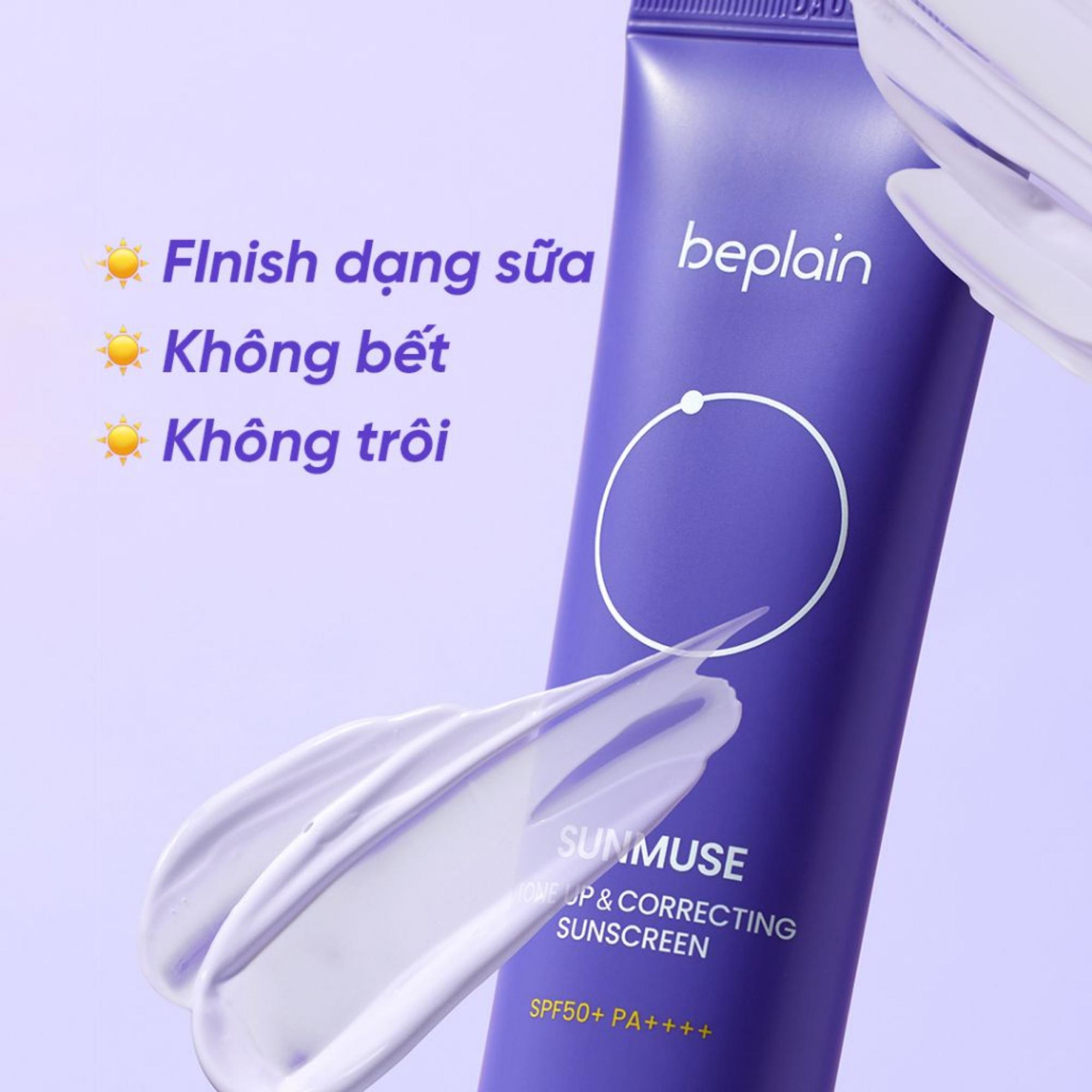 Kem Chống Nắng Nâng Tông Beplain Sunmuse Tone Up & Correcting Sunscreen SPF50+ PA++++ Cấp Ẩm, Căng Bóng – 50ml (Tím) - Image 2