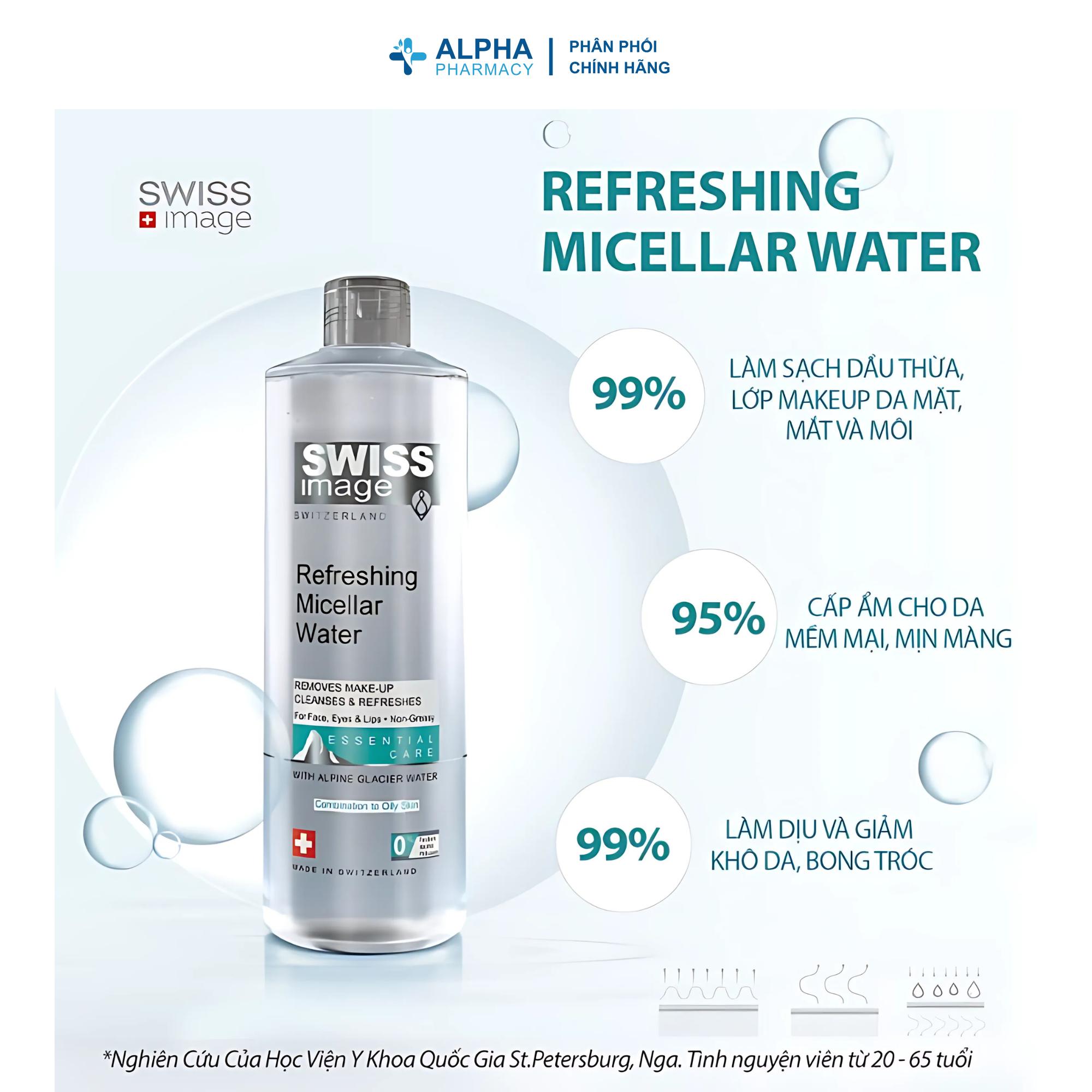 Nước Tẩy Trang Swiss Image Refreshing Micellar Water Sạch Sâu Cho Da Dầu & Hỗn Hợp – 400ml - Image 3