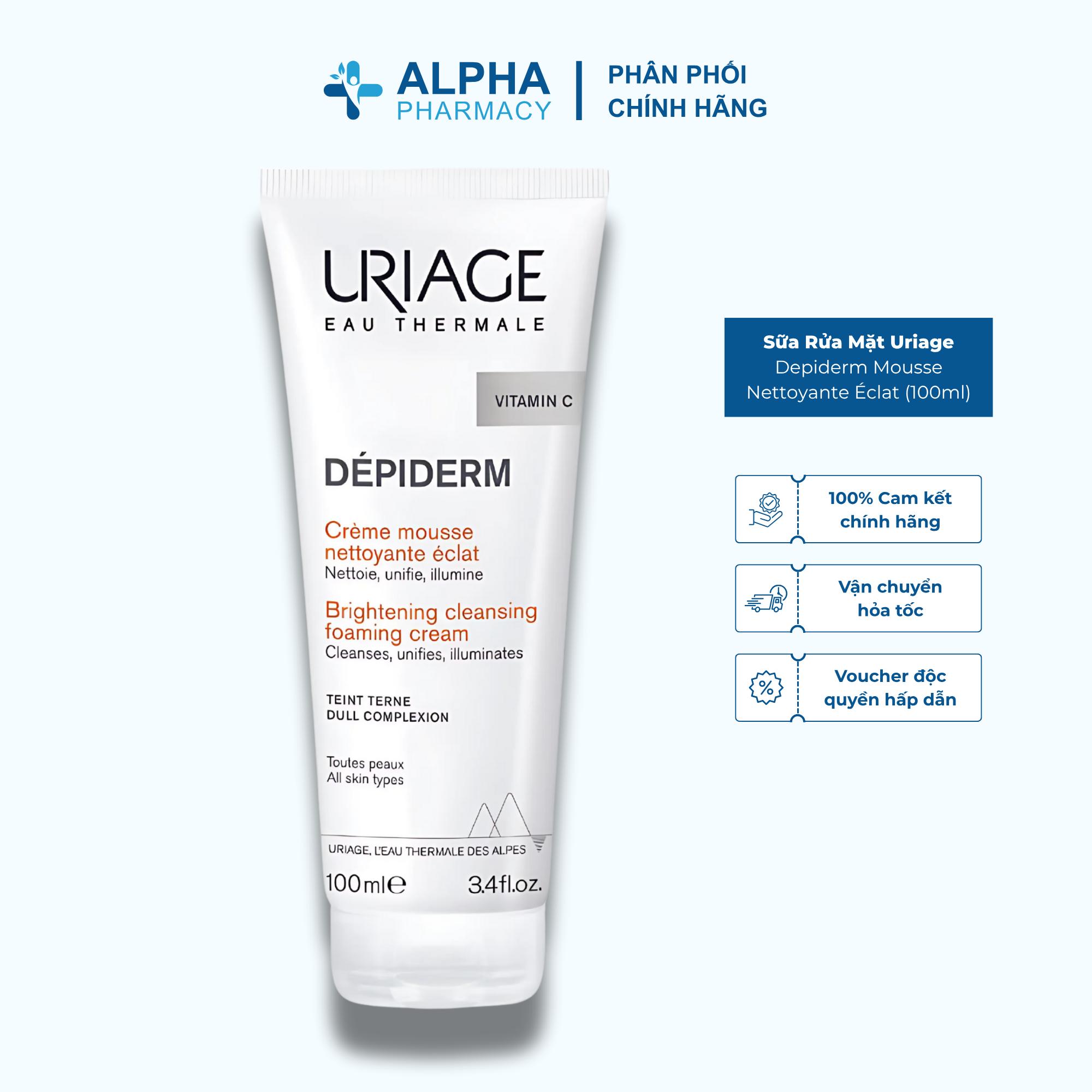 Sữa Rửa Mặt Uriage Depiderm Mousse Nettoyante Éclat Làm Sáng Da Dạng Bọt Mịn – 100ml