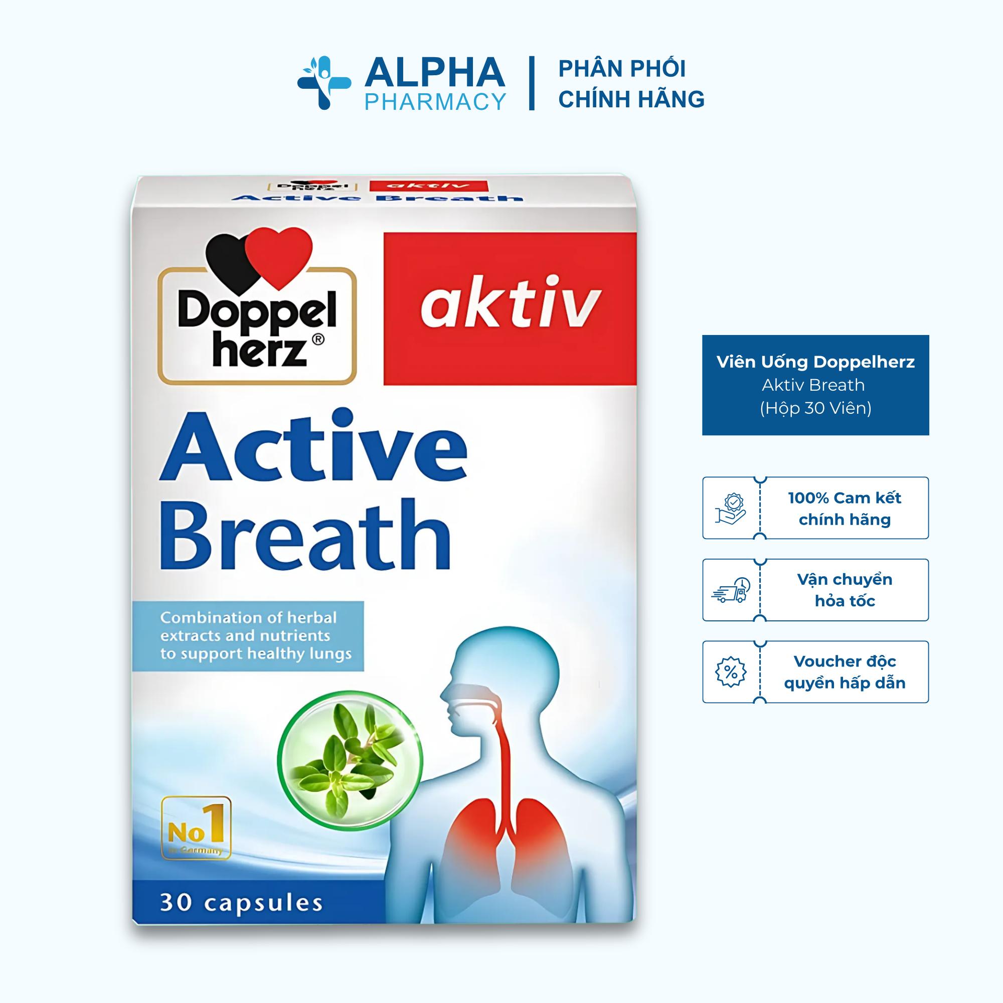 Viên Uống Hỗ Trợ Hô Hấp Doppelherz Aktiv Breath Tăng Cường Chức Năng Phổi – Hộp 30 Viên