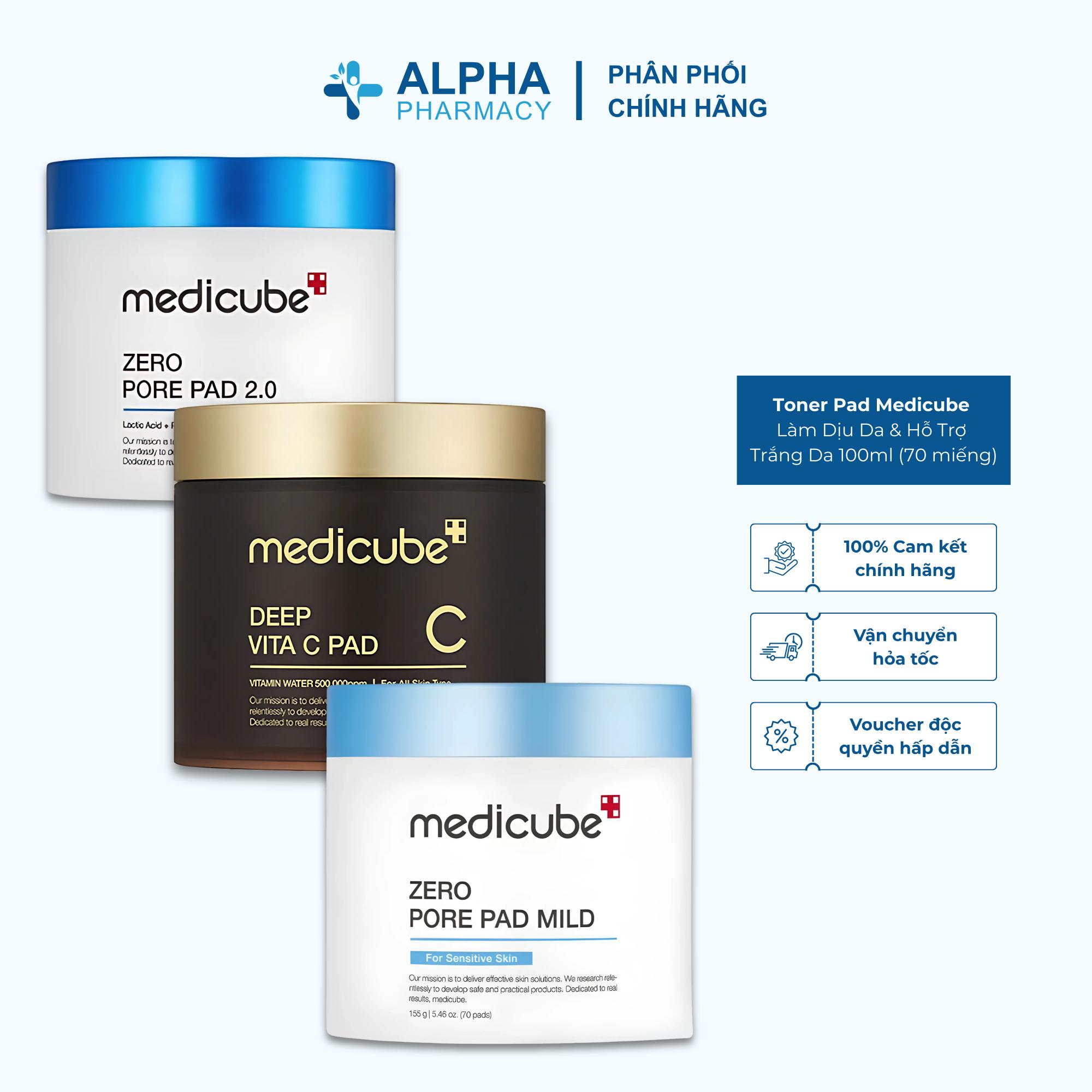 Toner Pad Medicube Thu Nhỏ Lỗ Chân Lông, Làm Dịu Da & Hỗ Trợ Trắng Da 100ml/ 70 miếng