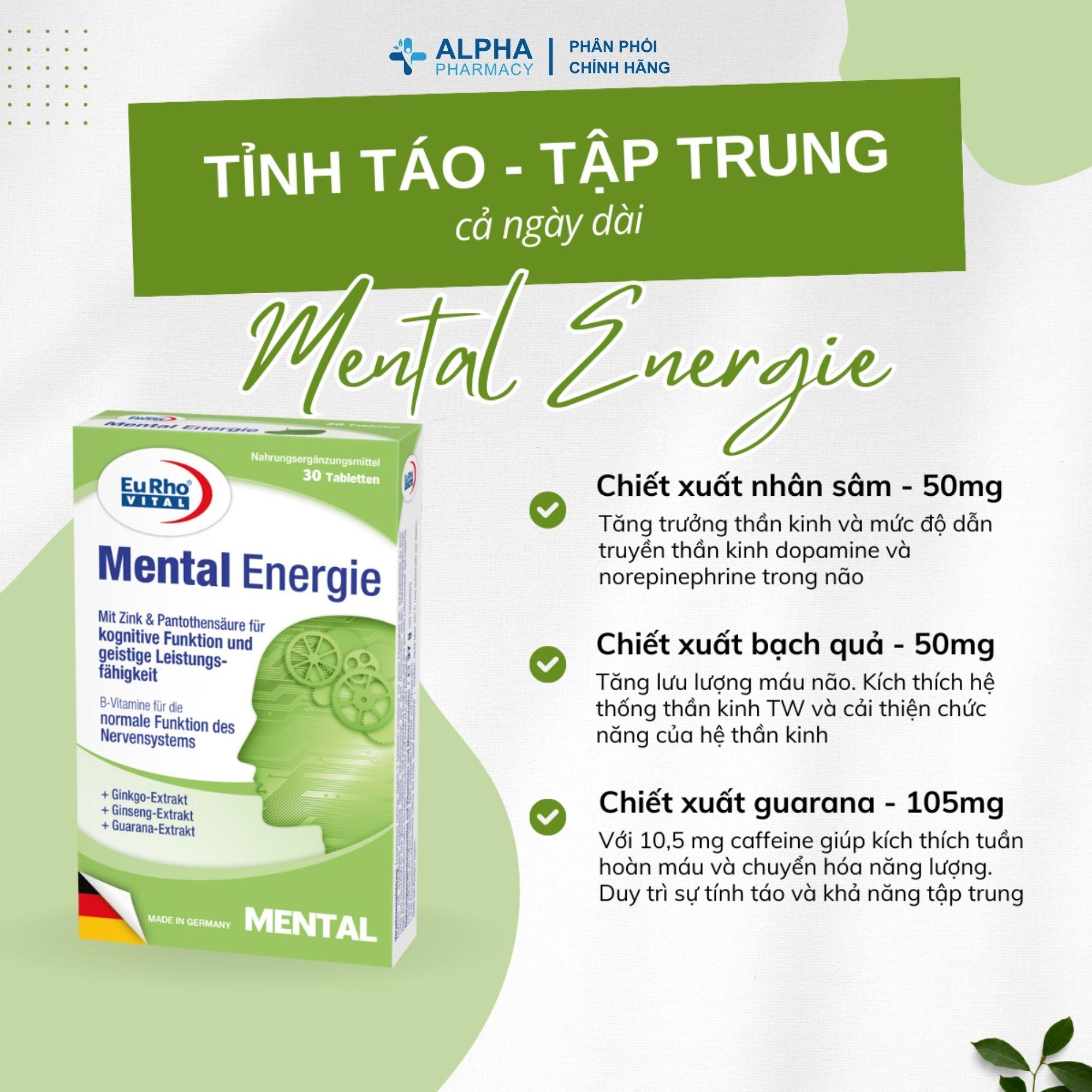 Thực Phẩm Bảo Vệ Sức Khỏe EuRho Vital Mental Energie Cải Thiện Trí Nhớ, Duy Trì Chức Năng Não Bộ Khỏe Mạnh - Image 4
