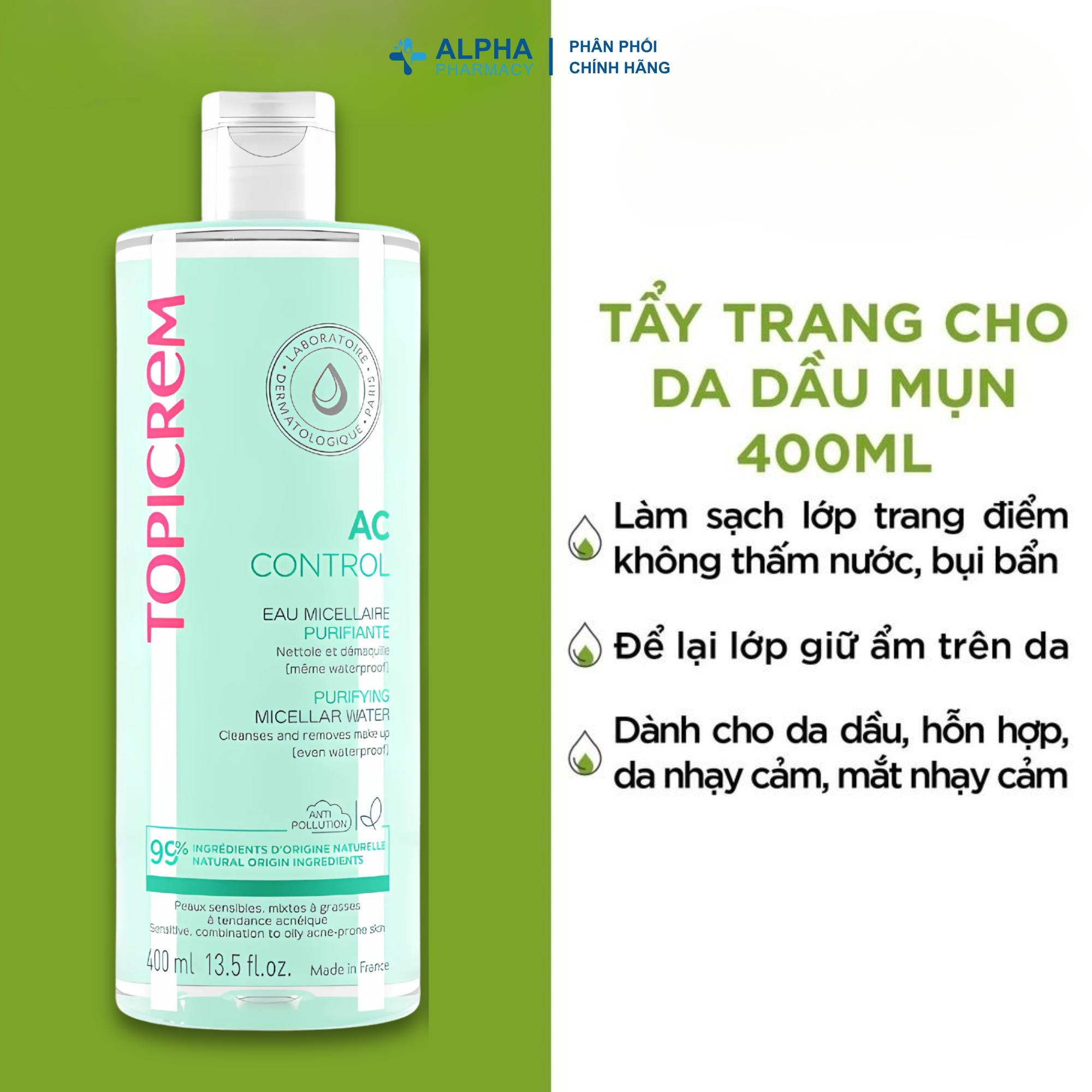Nước Tẩy Trang Topicrem AC Control Purifying Micellar Water Cho Da Dầu, Da Hỗn Hợp Và Da Mụn - 200ml/400ml - Image 4