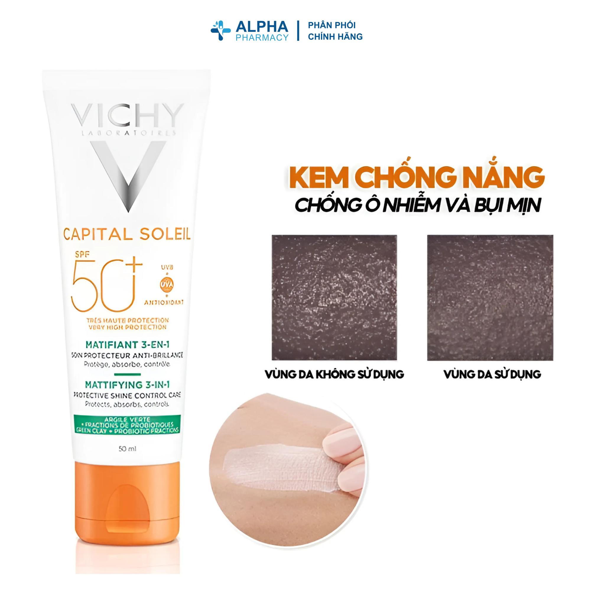 Kem Chống Nắng Vichy Capital Soleil Mattifying 3-in-1 SPF50+ UVB + UVA Chống Ô Nhiễm, Bụi Mịn & Kiềm Dầu – 50ml - Image 5