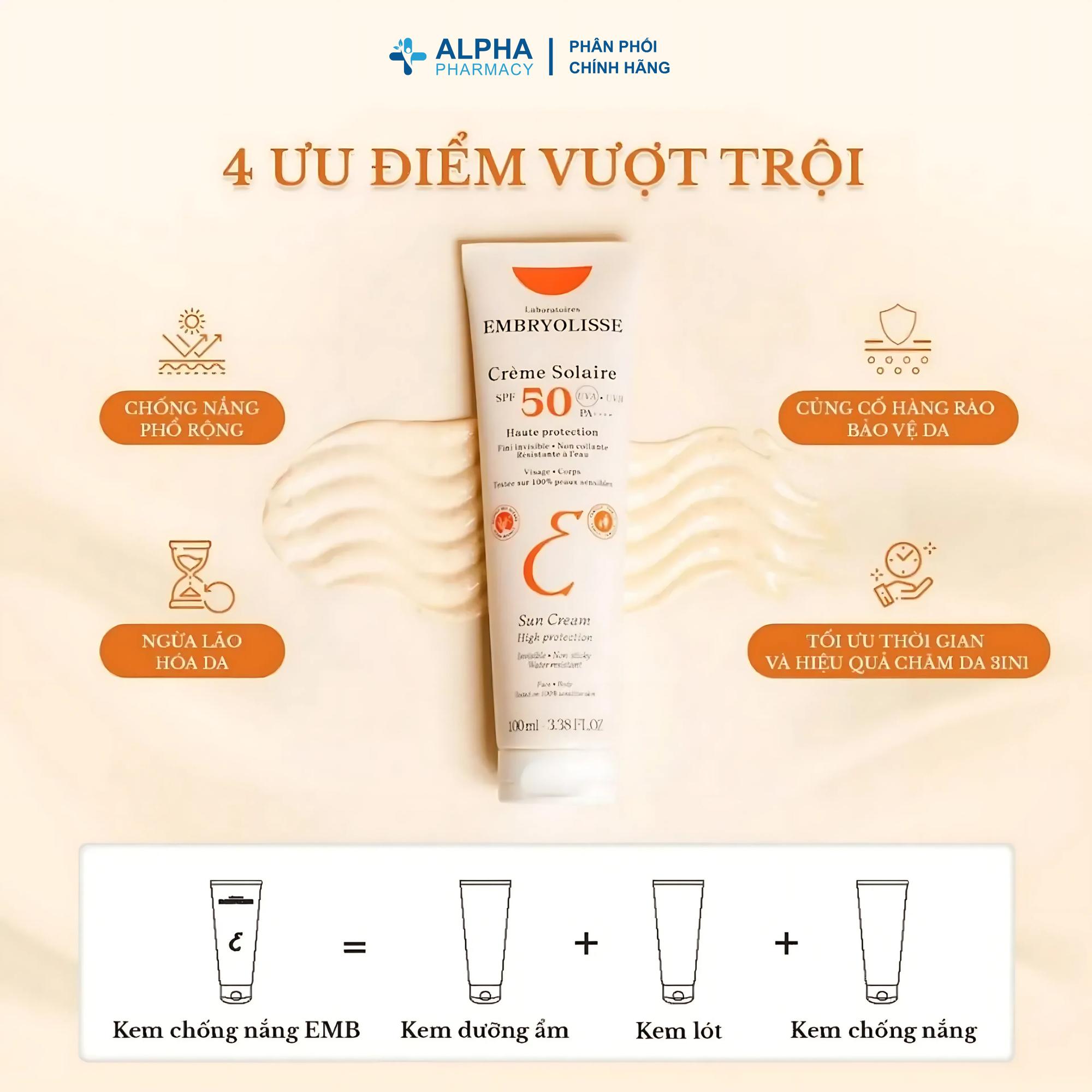 Kem Chống Nắng Embryolisse Crème Solaire SPF50 PA++++ - 100ml - Image 2