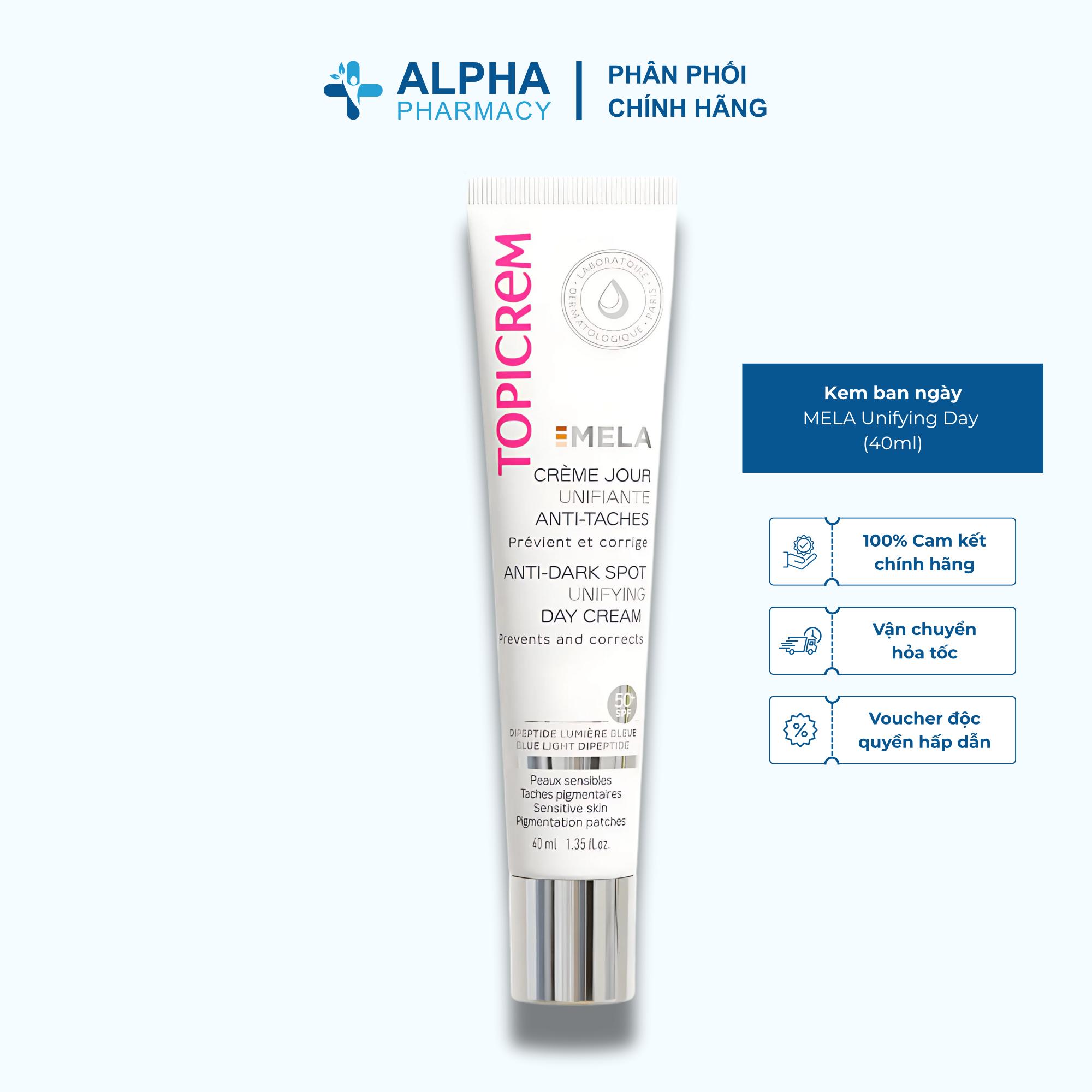 Kem Chống Nắng Ban Ngày Topicrem MELA Unifying Day Cream SPF50+ Cho Da Tăng Sắc Tố - 40ml