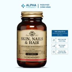 Viên Uống Solgar Skin, Nails & Hair Advanced MSM Formula Hỗ Trợ Da, Tóc, Móng – 60 Viên