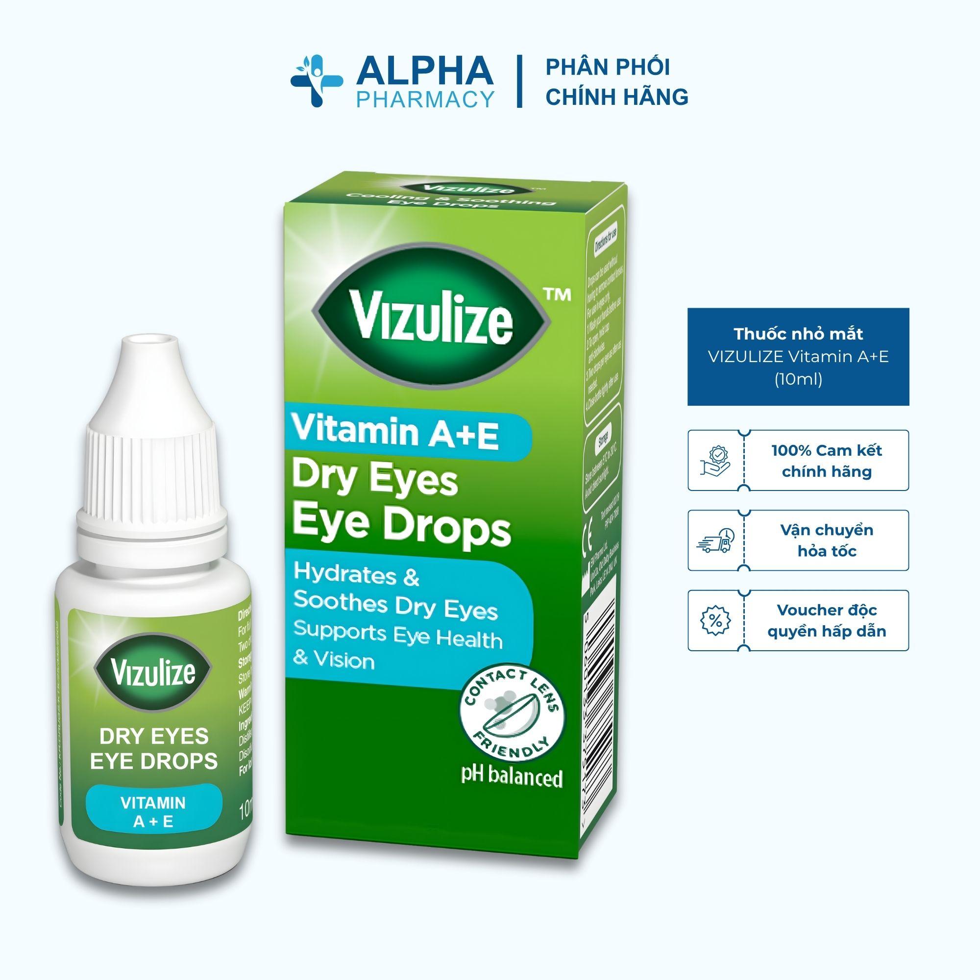 VIZULIZE Vitamin A+E Cho Mắt Khô Giảm Khô Rát, Mỏi Mắt - 10ml