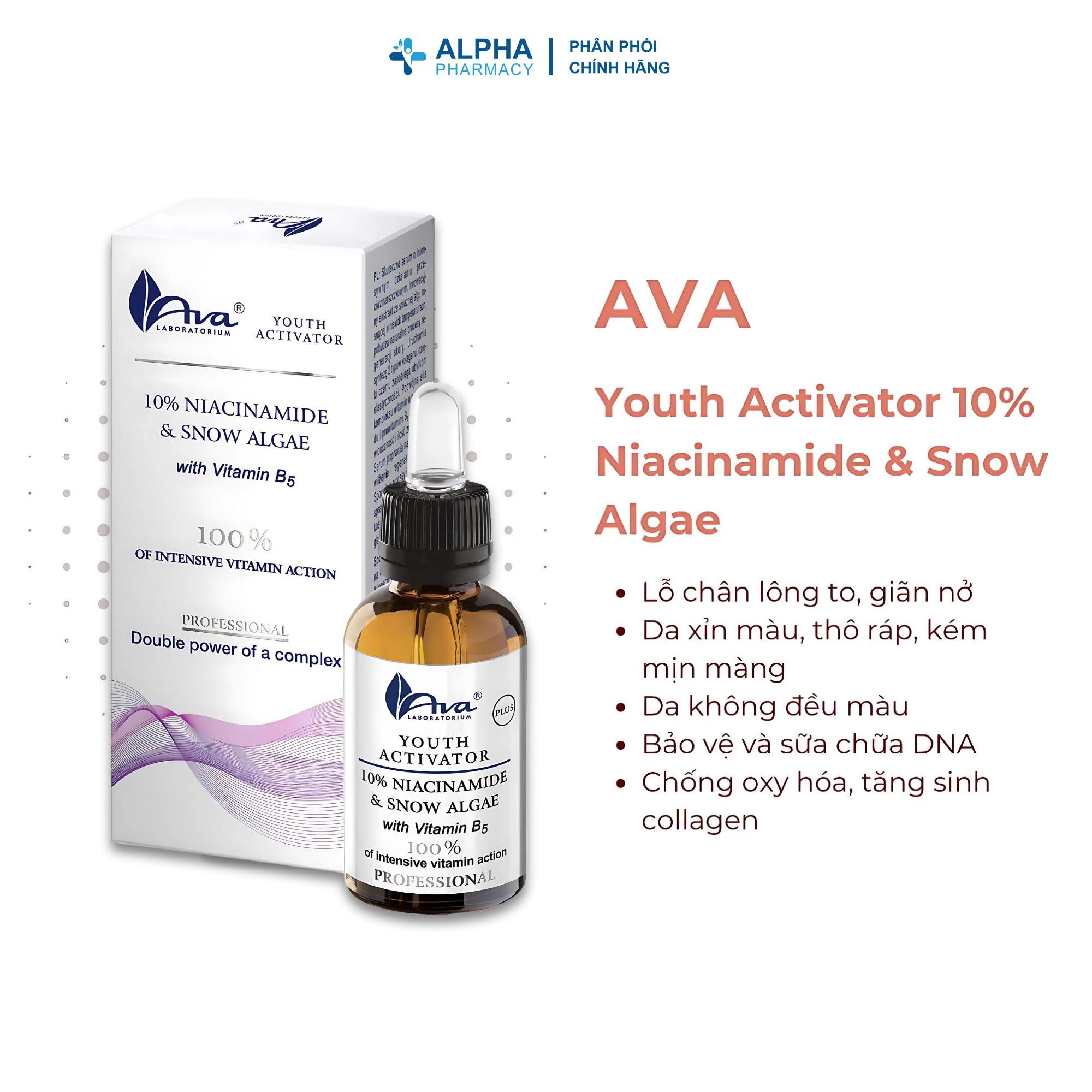 Tinh Chất Ava Laboratorium Youth Activator Plus Niacinamide & Snow Algae Làm Sáng Da, Thu Nhỏ Lỗ Chân Lông - 30ml - Image 3