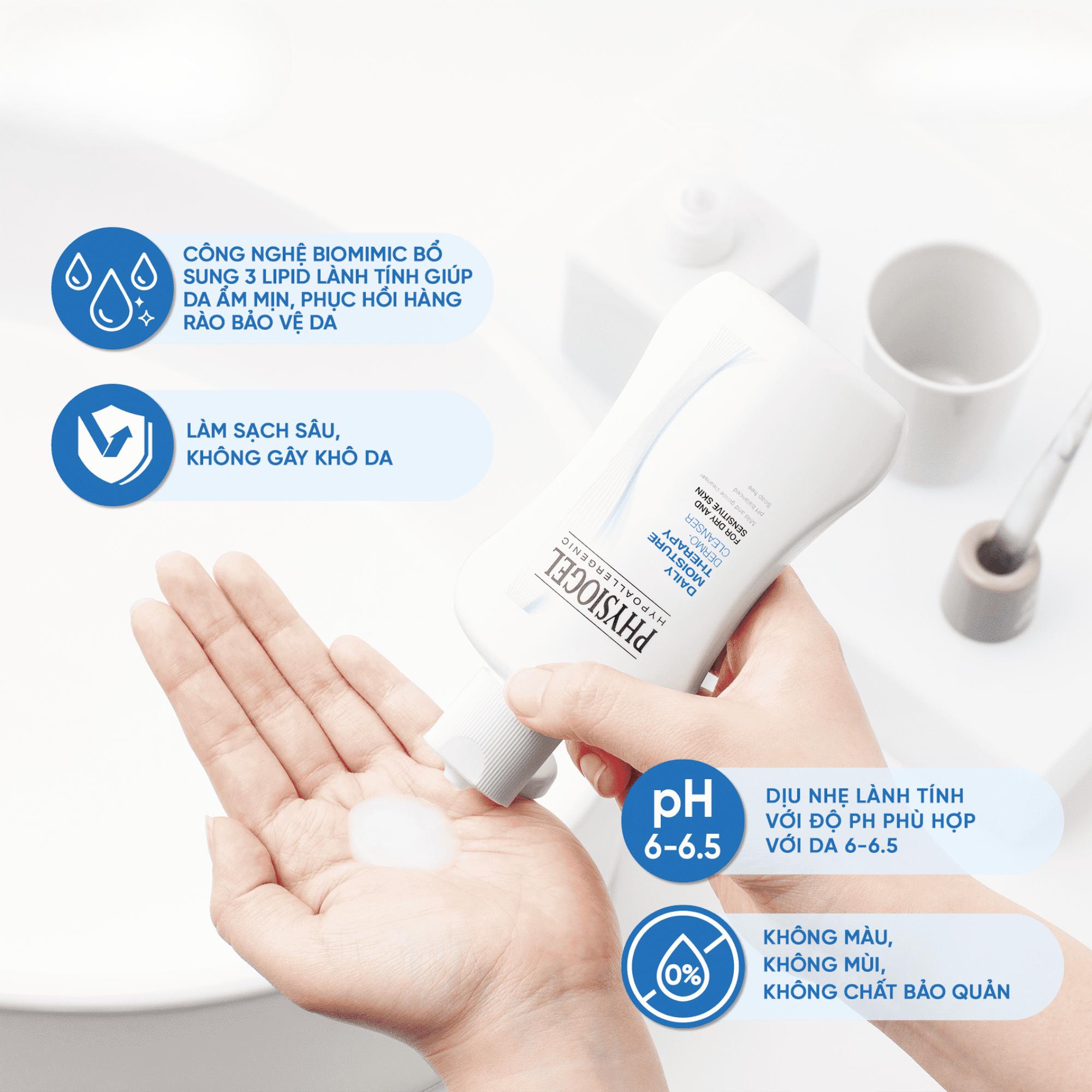 Sữa Rửa Mặt Physiogel DMT Cleanser Làm Sạch Dịu Nhẹ Cho Da Thường, Da Khô, Da Nhạy Cảm – 150ml - Image 3