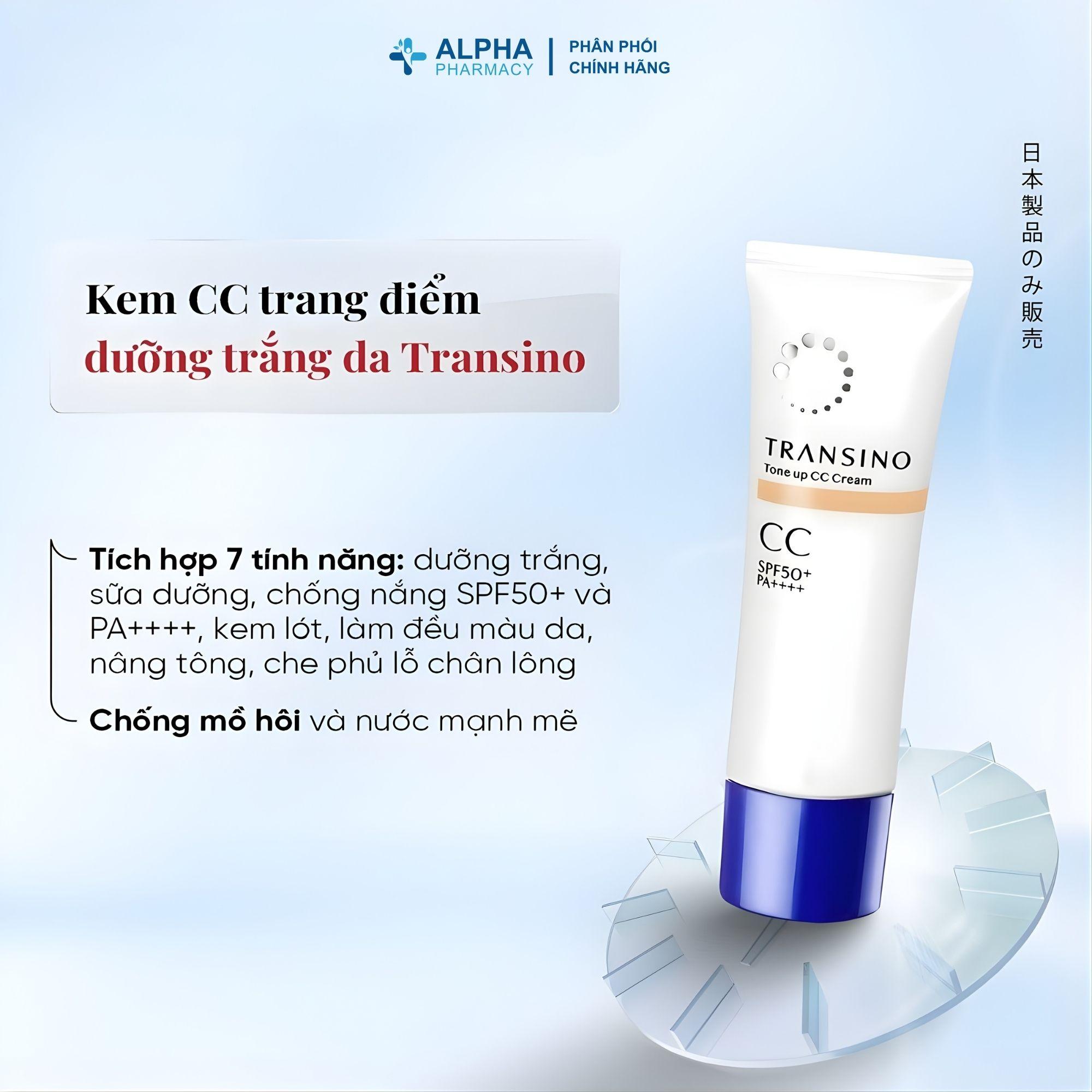 Kem CC Trang Điểm Dưỡng Trắng Da Transino Che Phủ Khuyết Điểm, Chống Nắng – 30g - Image 4