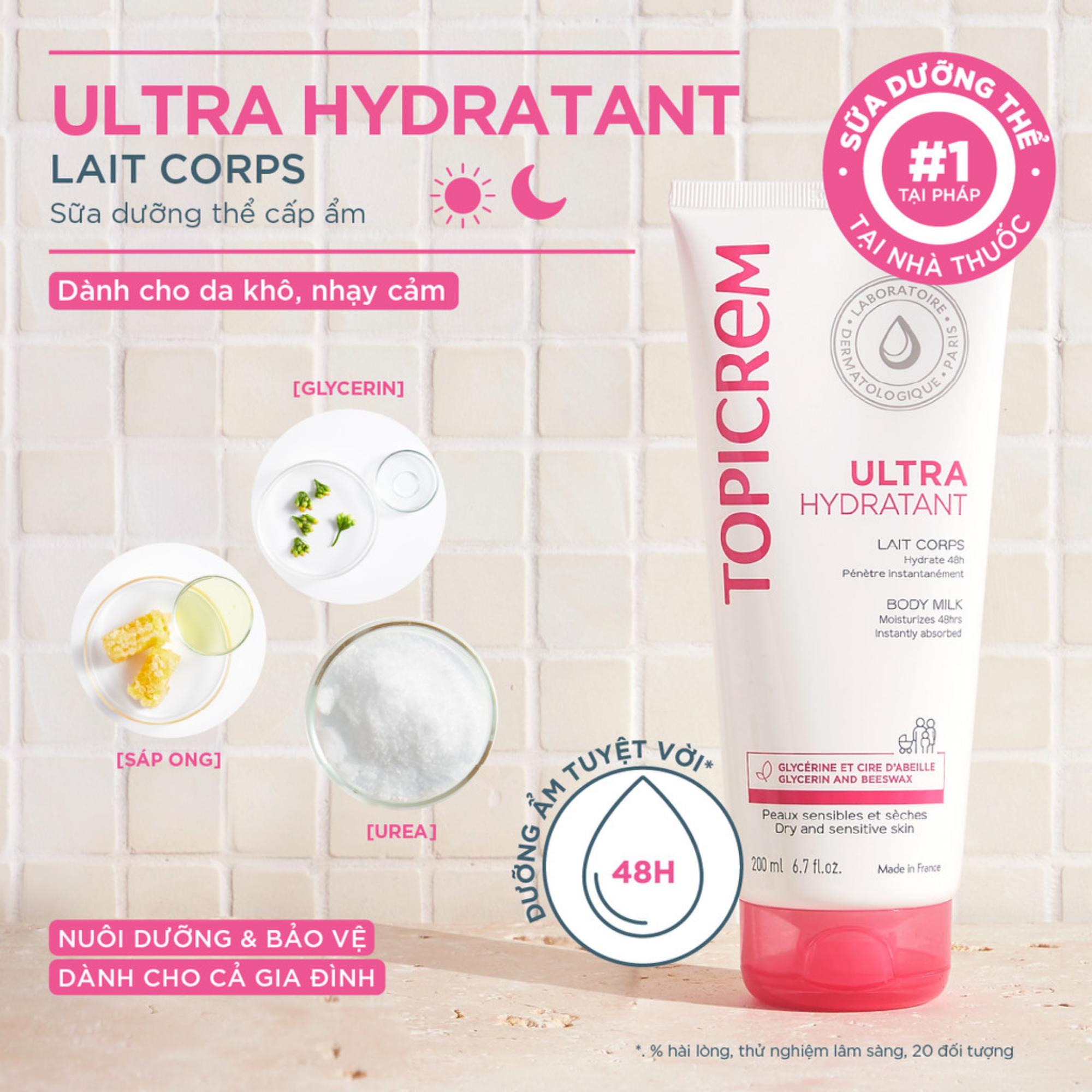 Sữa Dưỡng Thể Dưỡng Ẩm Topicrem Ultra Hydratant Lait Corps Cho Da Khô Và Da Nhạy Cảm - 200ml - Image 2
