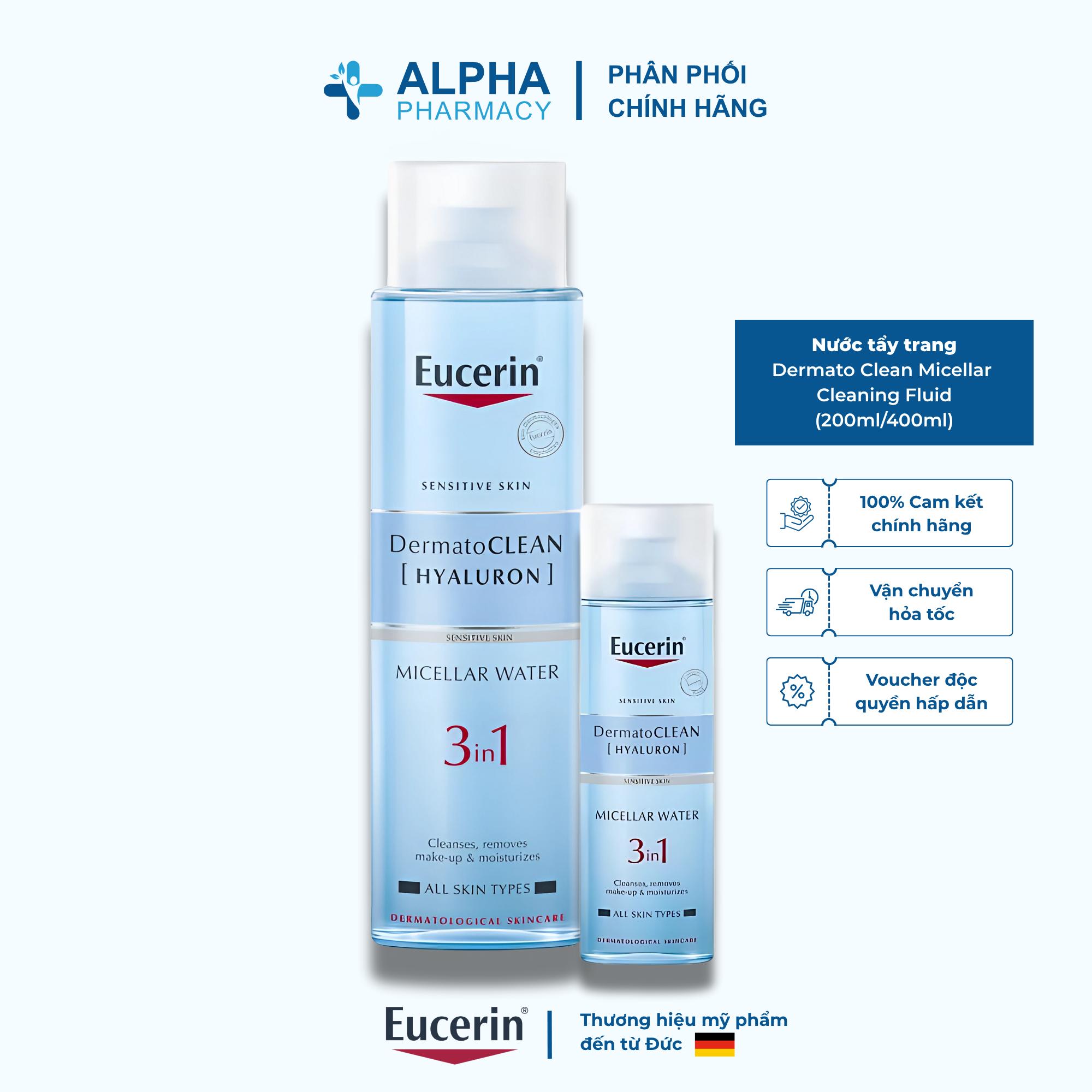 Nước Tẩy Trang Eucerin Dermato Clean Micellar Cleaning Fluid Cho Da Mụn Và Da Nhạy Cảm - 200ml/400ml