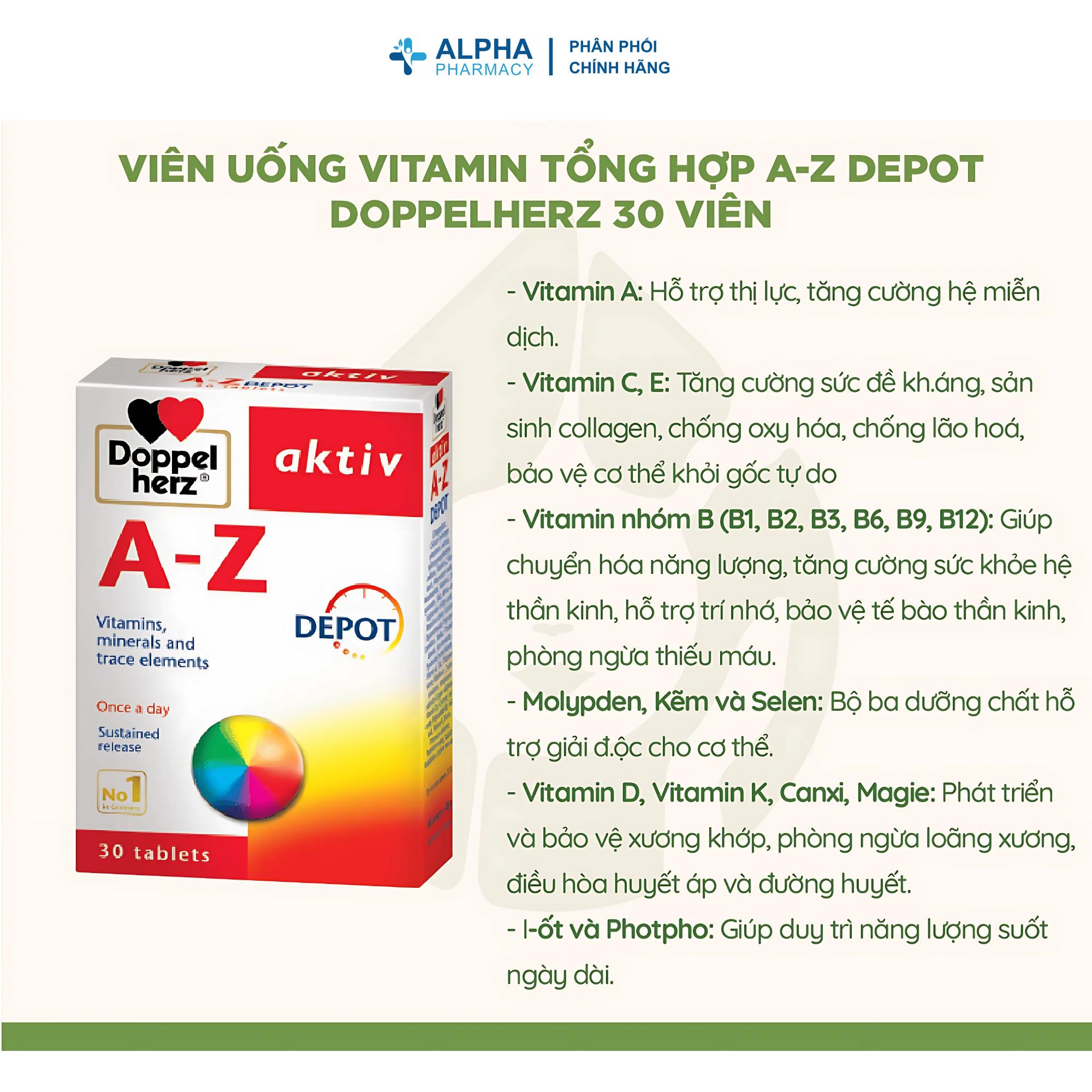 Viên Uống Doppelherz A-Z Depot Bổ Sung 25 Vitamin Và Khoáng Chất – Hộp 30 Viên - Image 2