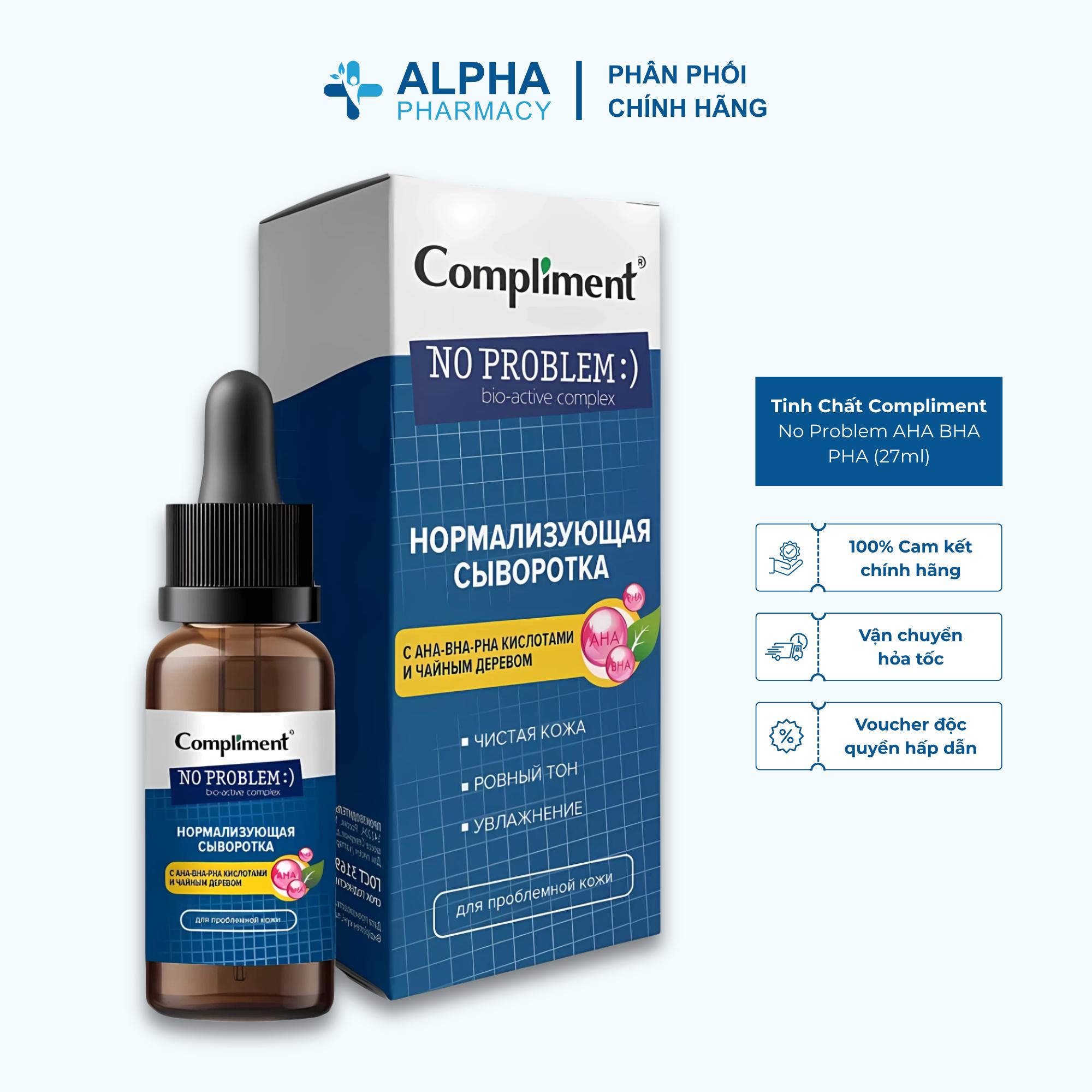 Tinh Chất Compliment No Problem AHA BHA PHA Giảm Mụn Mờ Thâm Da Dầu Mụn - 27ml