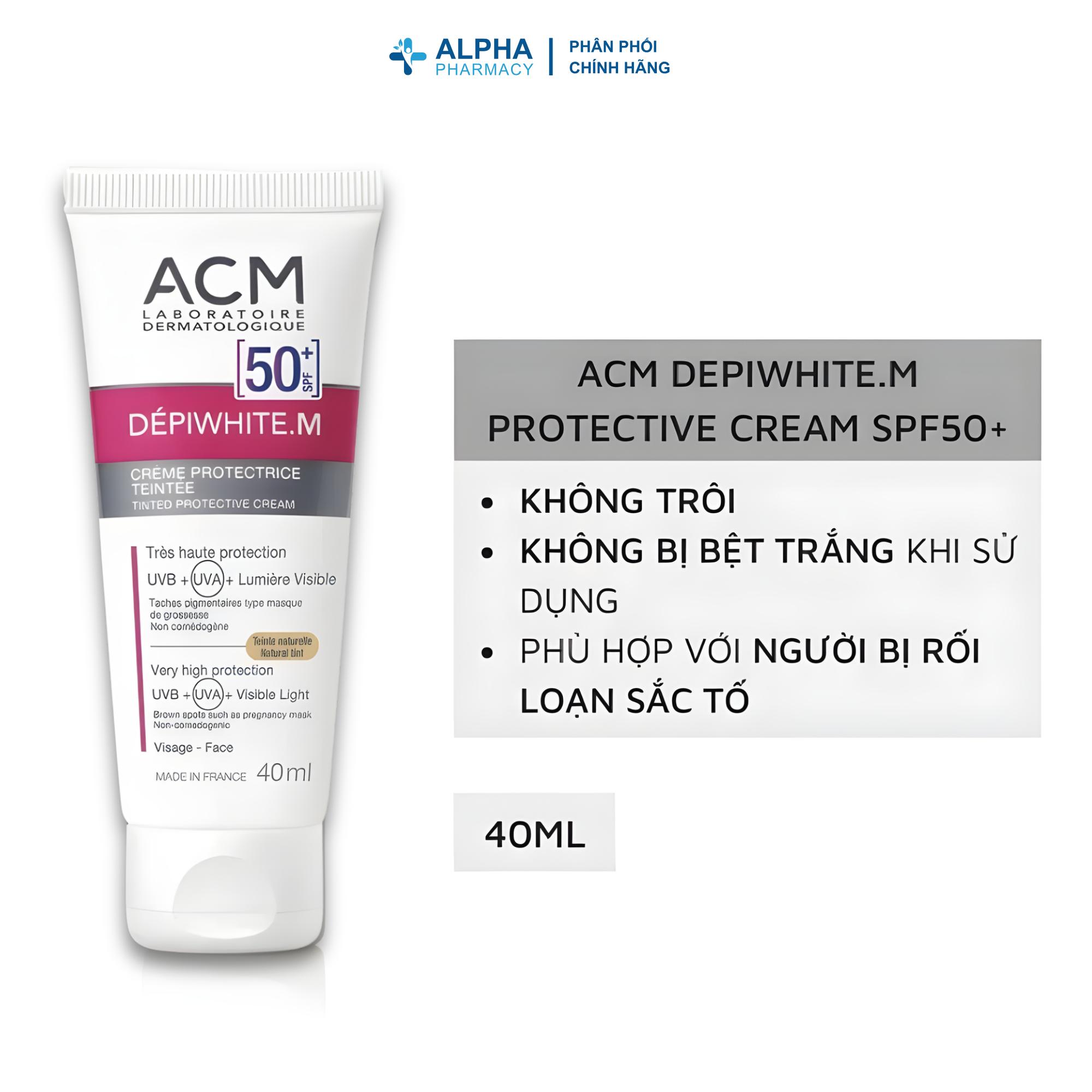 Kem Chống Nắng Phổ Rộng ACM Depiwhite M Protective Cream SPF50+ Giảm Nám Sạm Và Bảo Vệ Da - 40ml - Image 2