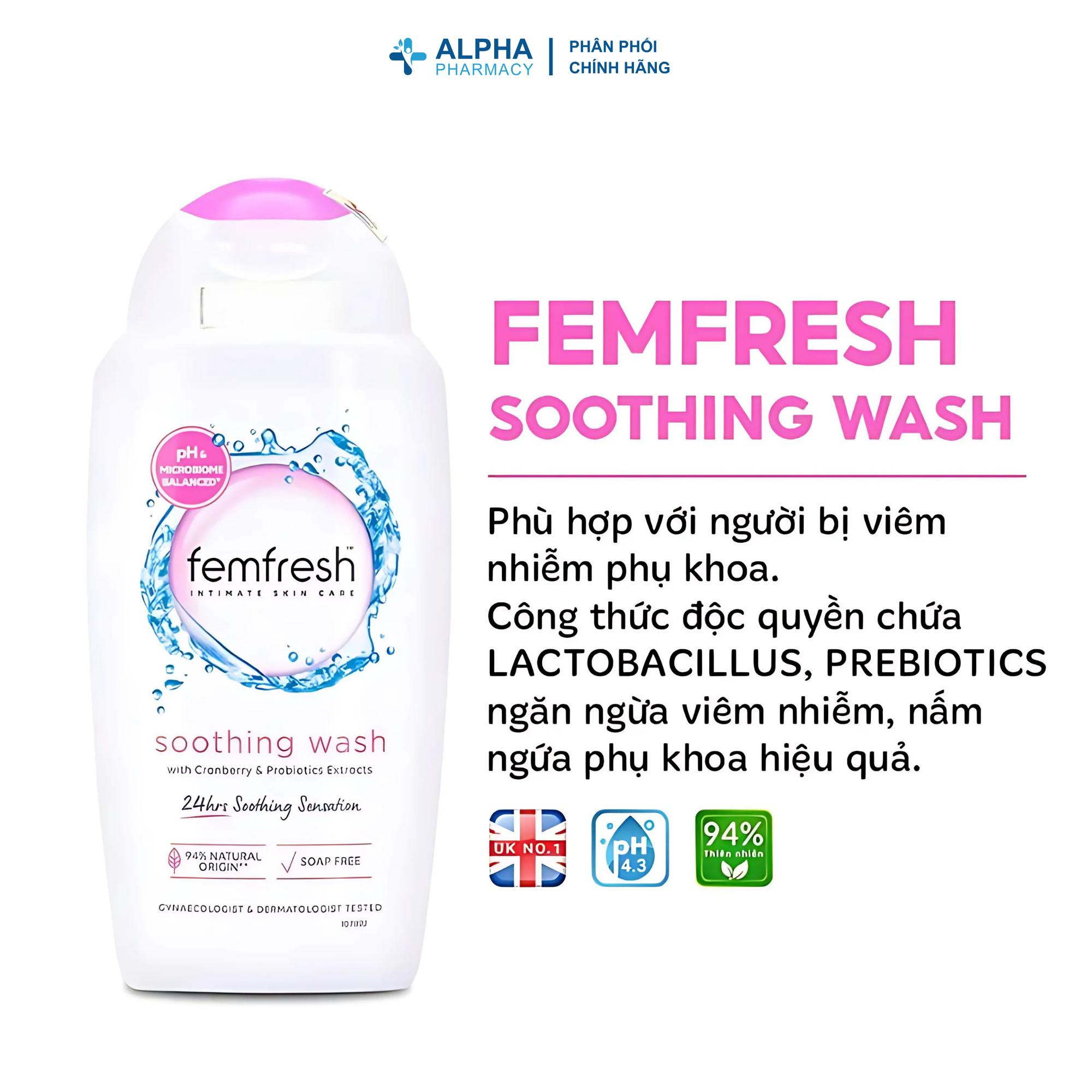 Dung Dịch Vệ Sinh Phụ Nữ Femfresh Soothing Wash Làm Dịu & Bảo Vệ Da Nhạy Cảm – 250ml - Image 3