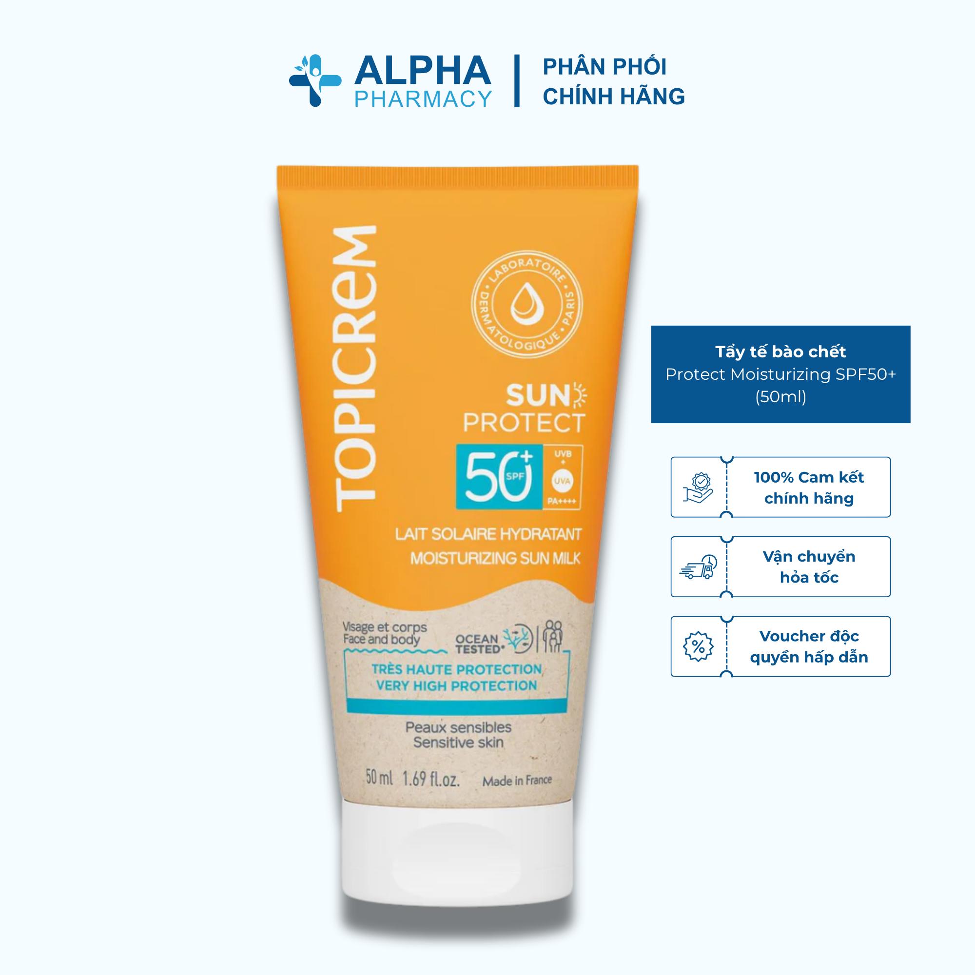 Sữa Chống Nắng Dưỡng Ẩm Topicrem Sun Protect Moisturizing Sun Milk SPF50+ Bảo Vệ Da Trước Tia UV - 50ml