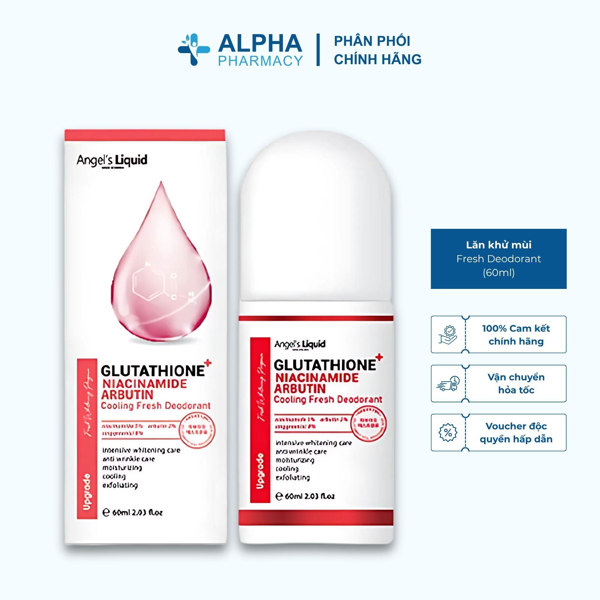 Lăn Khử Mùi Dưỡng Trắng Angel's Liquid Glutathione + Niacinamide Fresh Deodorant - 60ml