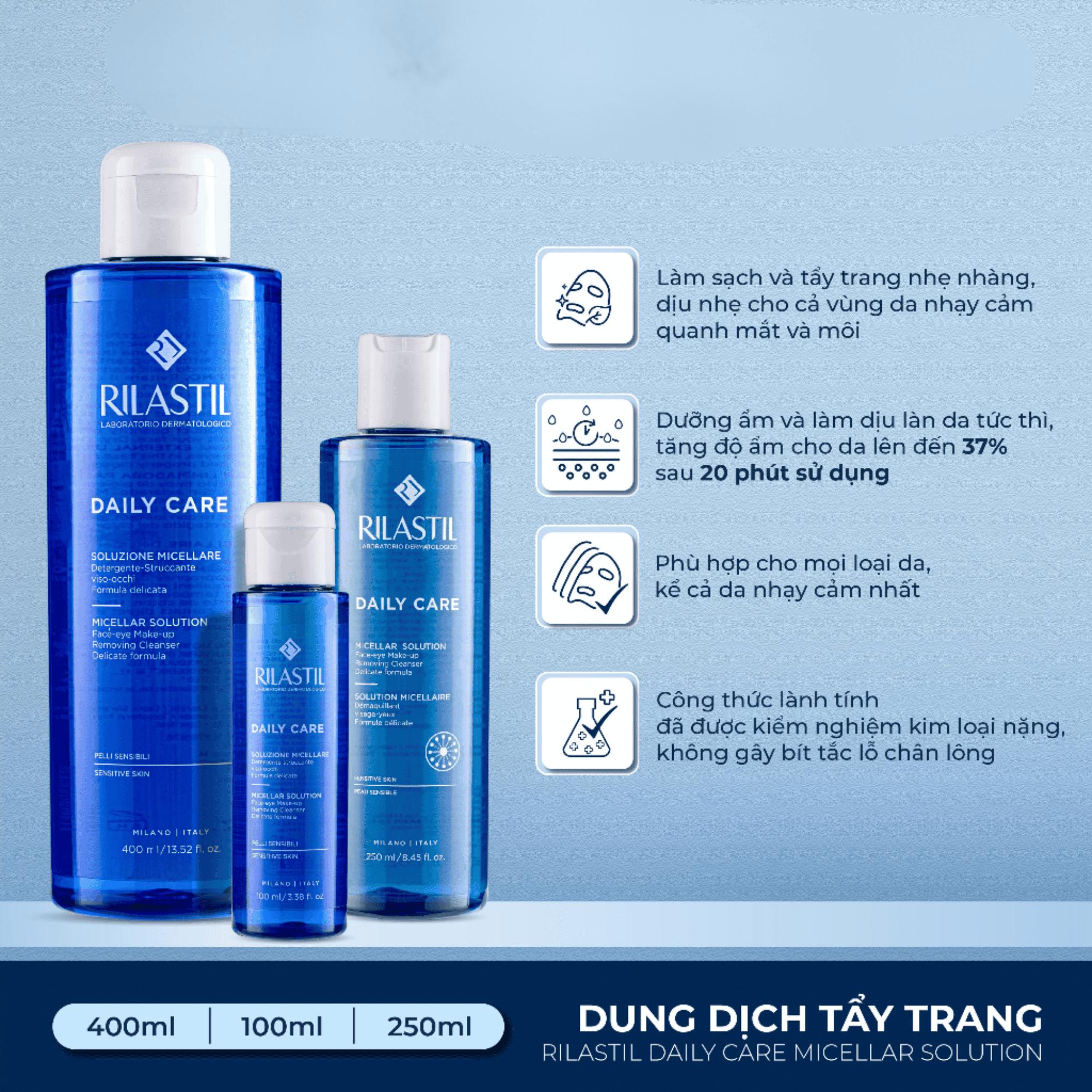 Nước Tẩy Trang Rilastil Daily Care Micellar Solution Làm Sạch Da Mặt - 100ml/250ml/400ml - Image 3