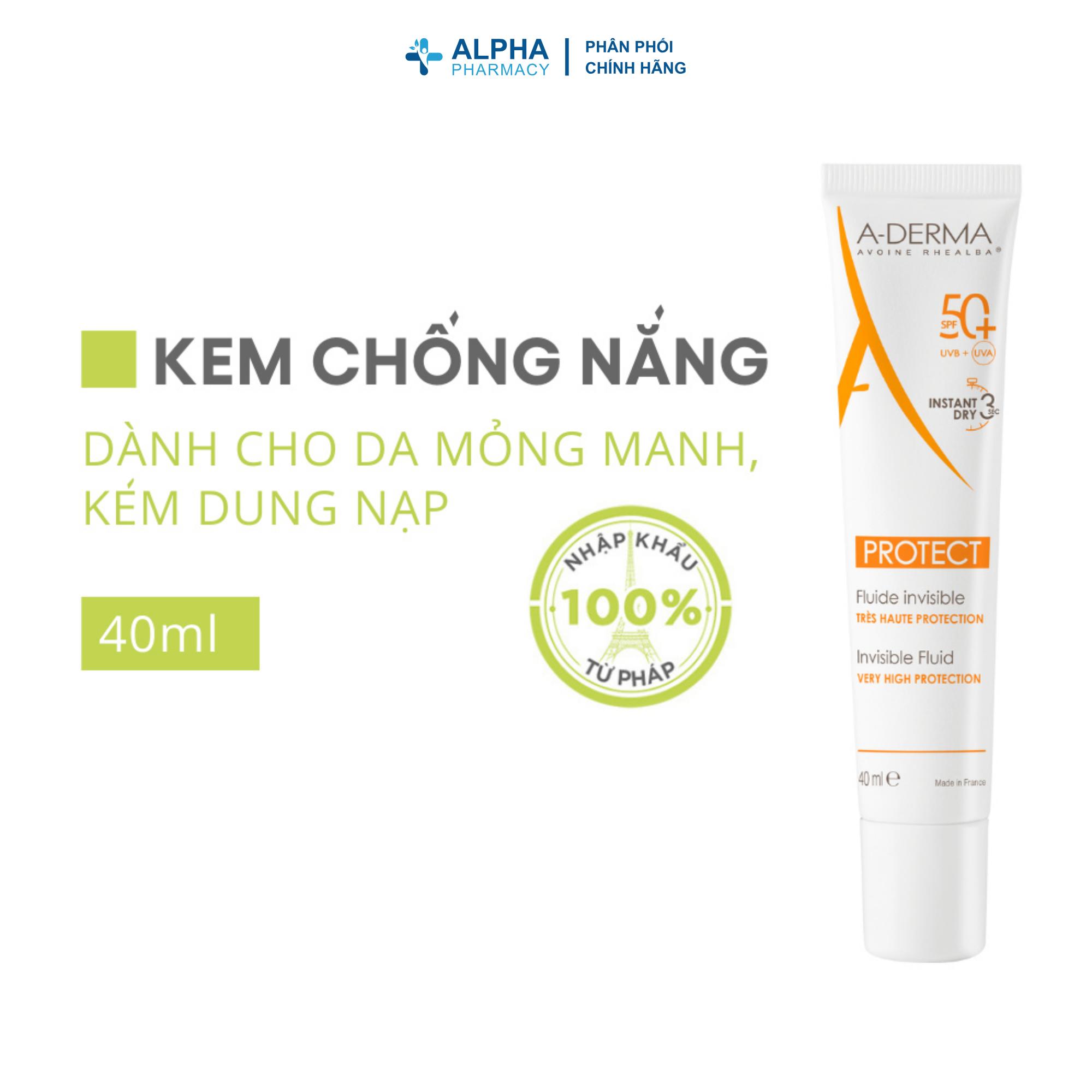 Kem Chống Nắng Cho Da Nhạy Cảm A-Derma Protect Invisible Fluid Very High Protection SPF50+ - 40ml - Image 2