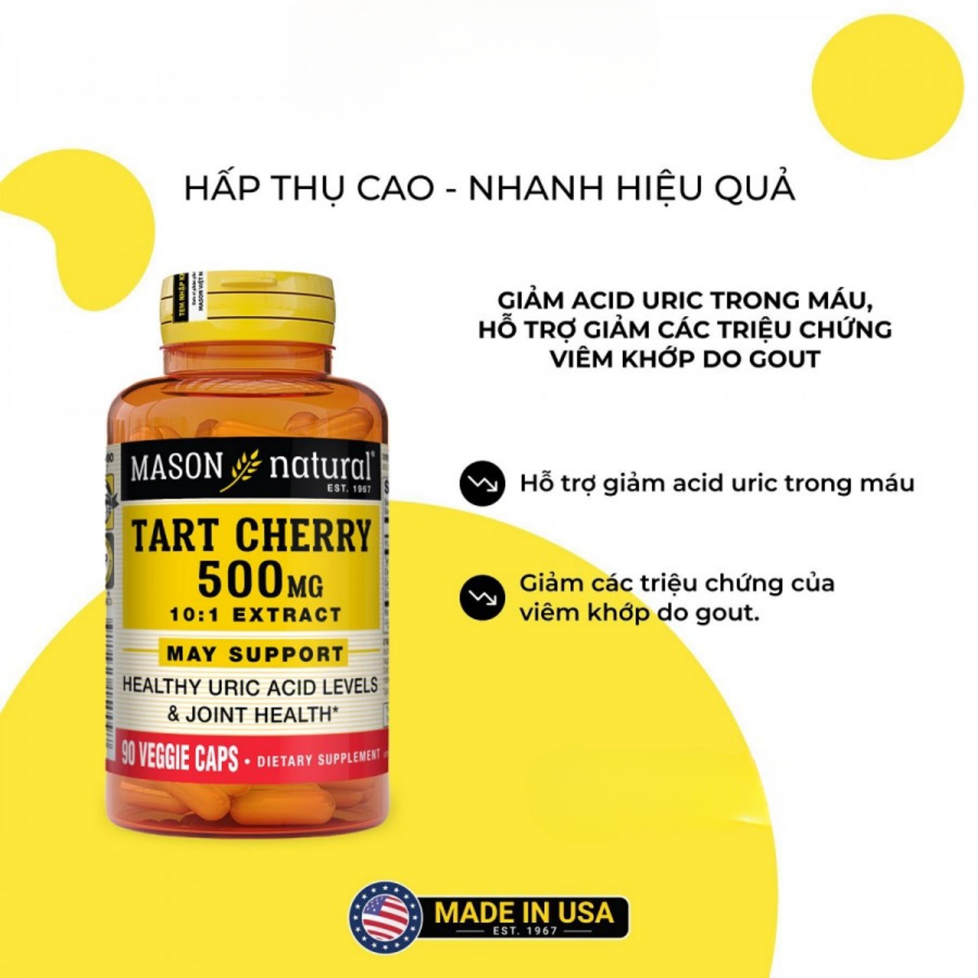 Viên Uống Bổ Sung Mason Natural Tart Cherry 500mg Hỗ Trợ Sức Khỏe Xương Khớp Và Giấc Ngủ - Image 2