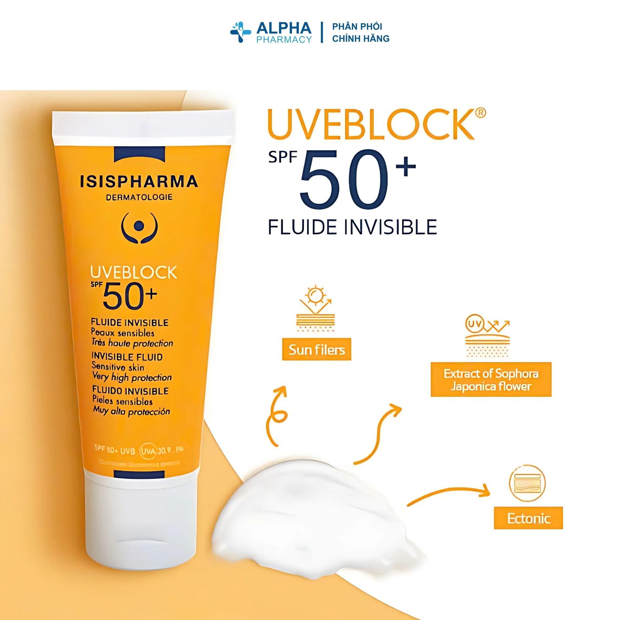 Kem Chống Nắng Isis Pharma Uveblock Fluide SPF50+ Giảm Sạm Da, Ngăn Ngừa Nám, Lão Hóa – 40ml - Image 3