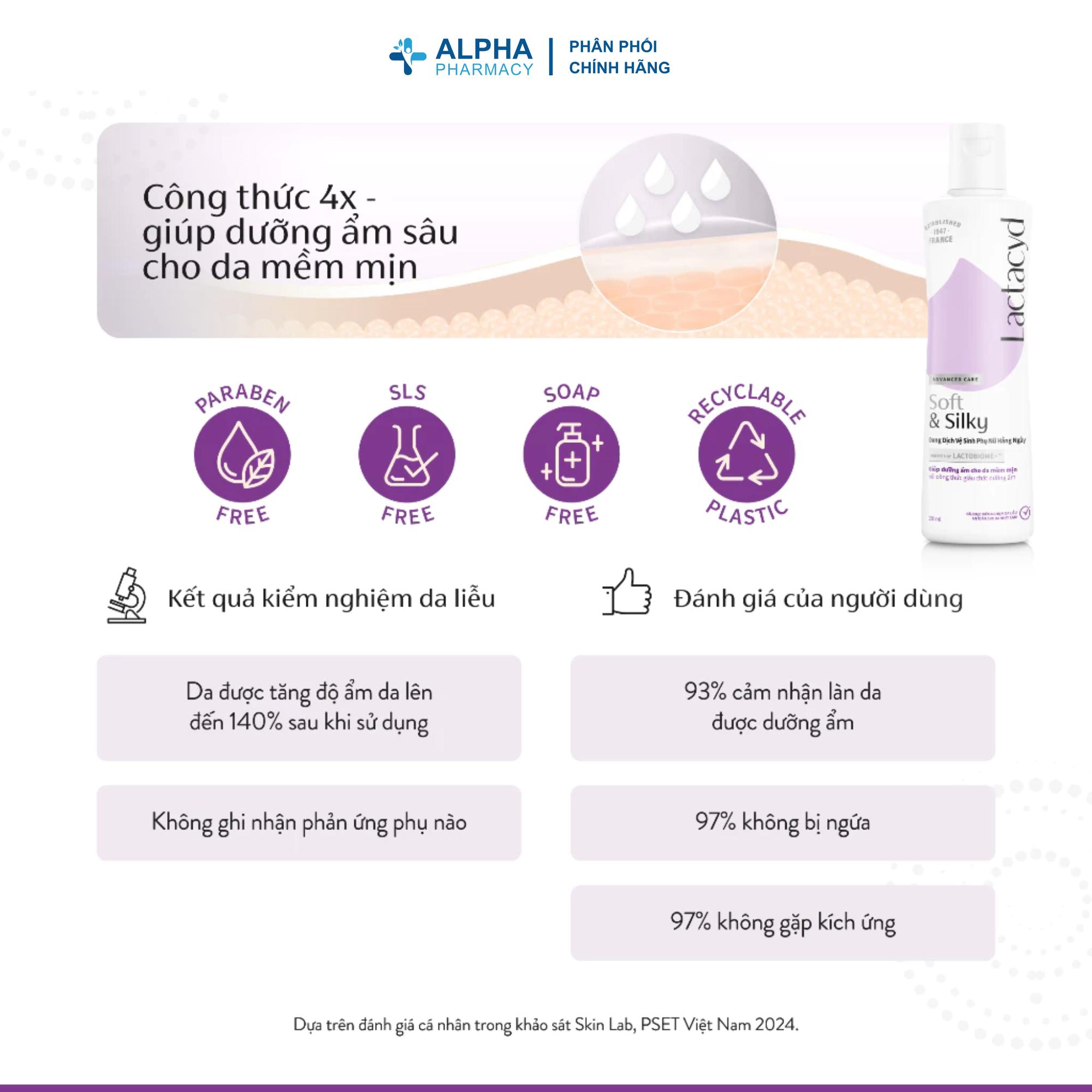 Dung Dịch Vệ Sinh Phụ Nữ Lactacyd Soft And Silky Dưỡng Ẩm & Mềm Mịn Da – 150ml/250ml - Image 4