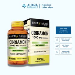Viên Uống Bổ Sung Mason Natural Cinnamon 1000mg Hỗ Trợ Ổn Định Đường Huyết