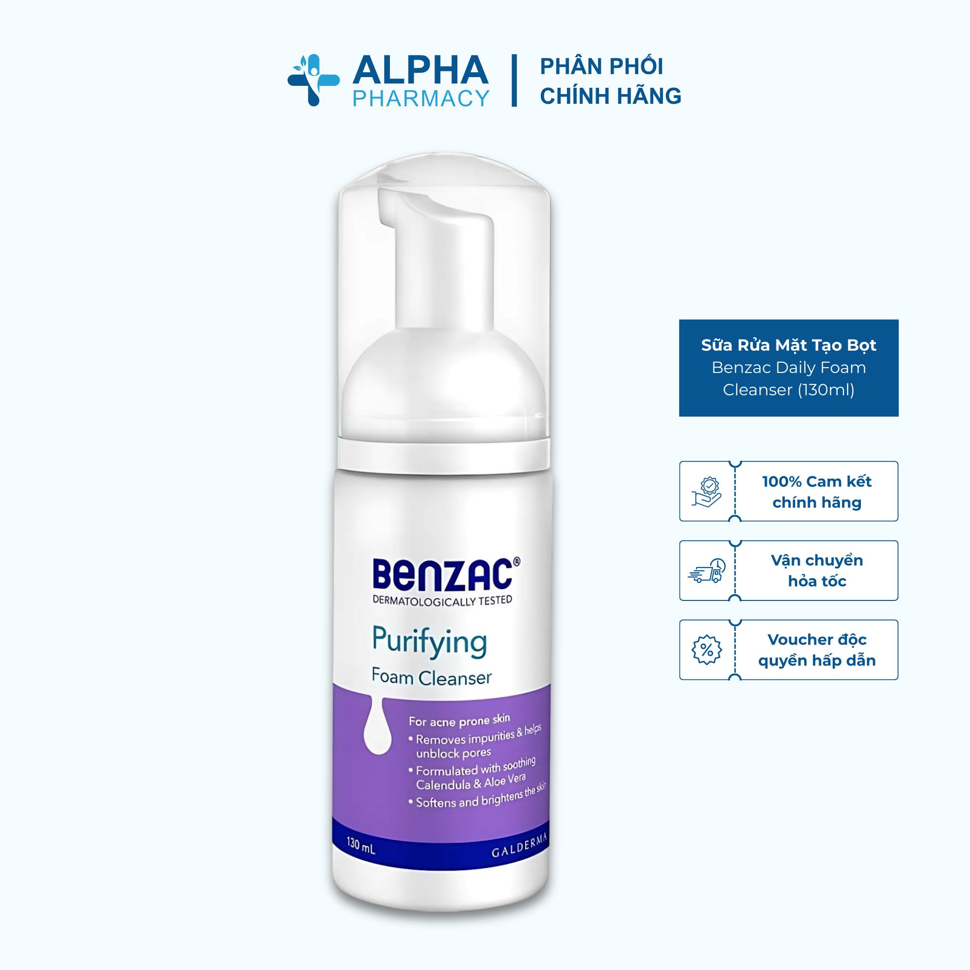 Sữa Rửa Mặt Tạo Bọt Benzac Daily Foam Cleanser Làm Sạch Dịu Nhẹ Hằng Ngày - 130ml