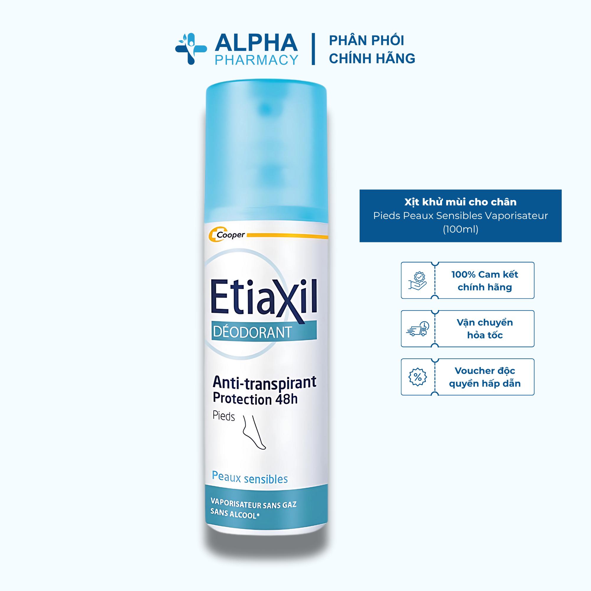 Xịt Khử Mùi Etiaxil Deodorant Anti- Transpirant 48H Pieds Peaux Sensibles Vaporisateur Cho Chân, Giảm Mùi & Mồ Hôi – 150ml