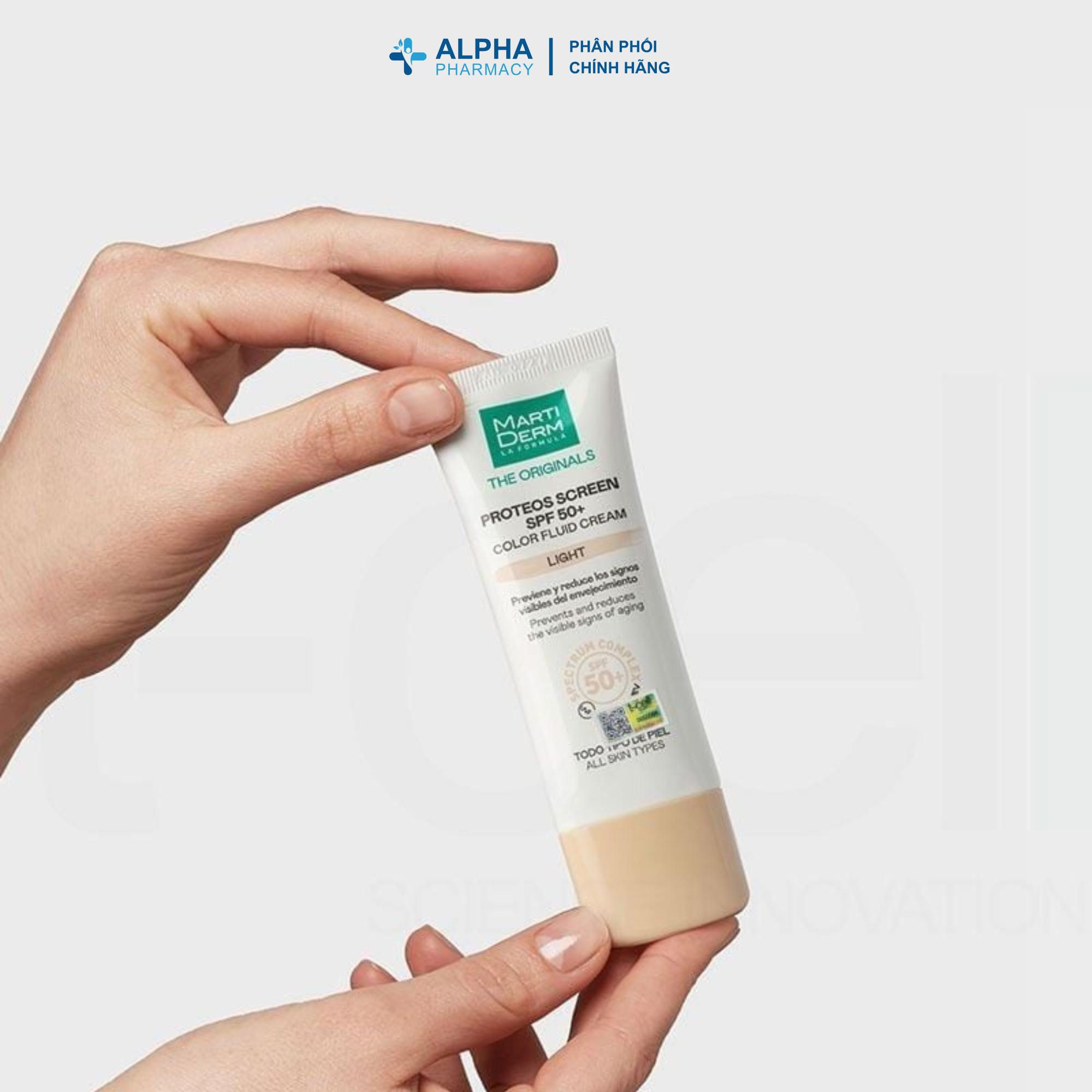 Kem Chống Nắng Ngừa Sạm Nám MartiDerm The Originals Proteos Screen SPF50+ Color Fluid Cream Light – 40ml - Image 5