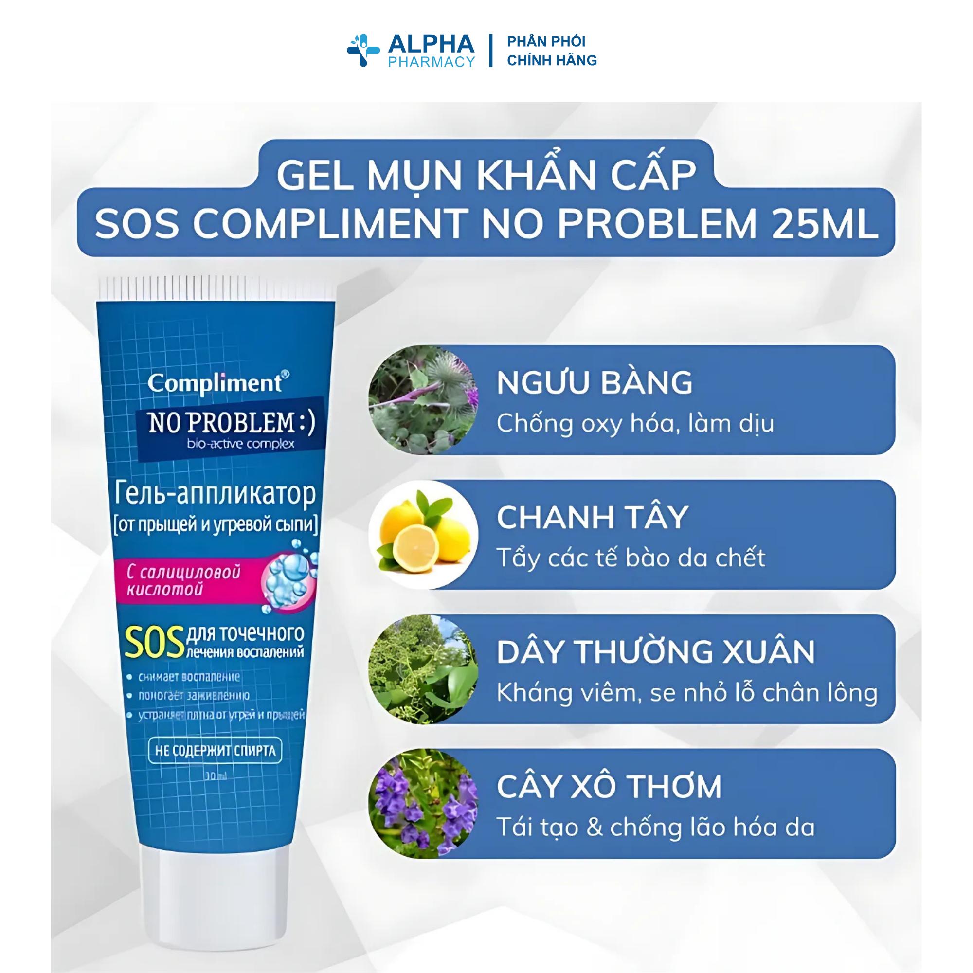 Gel Chấm Mụn Compliment SOS No Problem Giúp Loại Bỏ Mụn Nhanh Chóng - Tuýp 25ml - Image 4