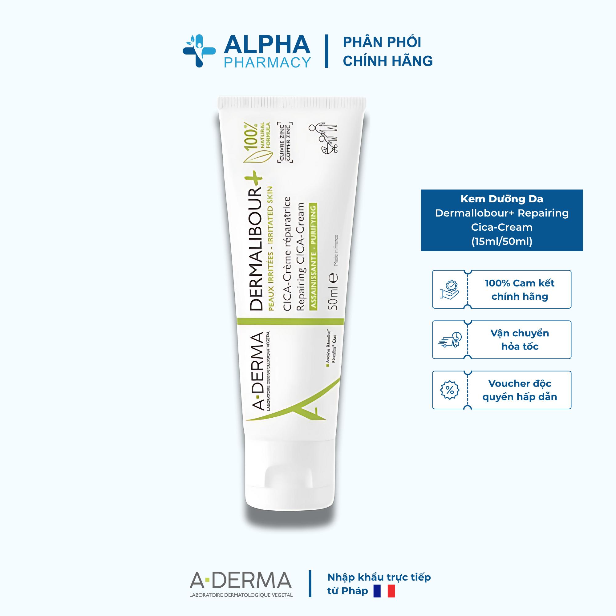 Kem Làm Dịu Da Giúp Phục Hồi Da Kích Ứng A-Derma Dermallobour+ Repairing Cica-Cream - 15ml/50ml