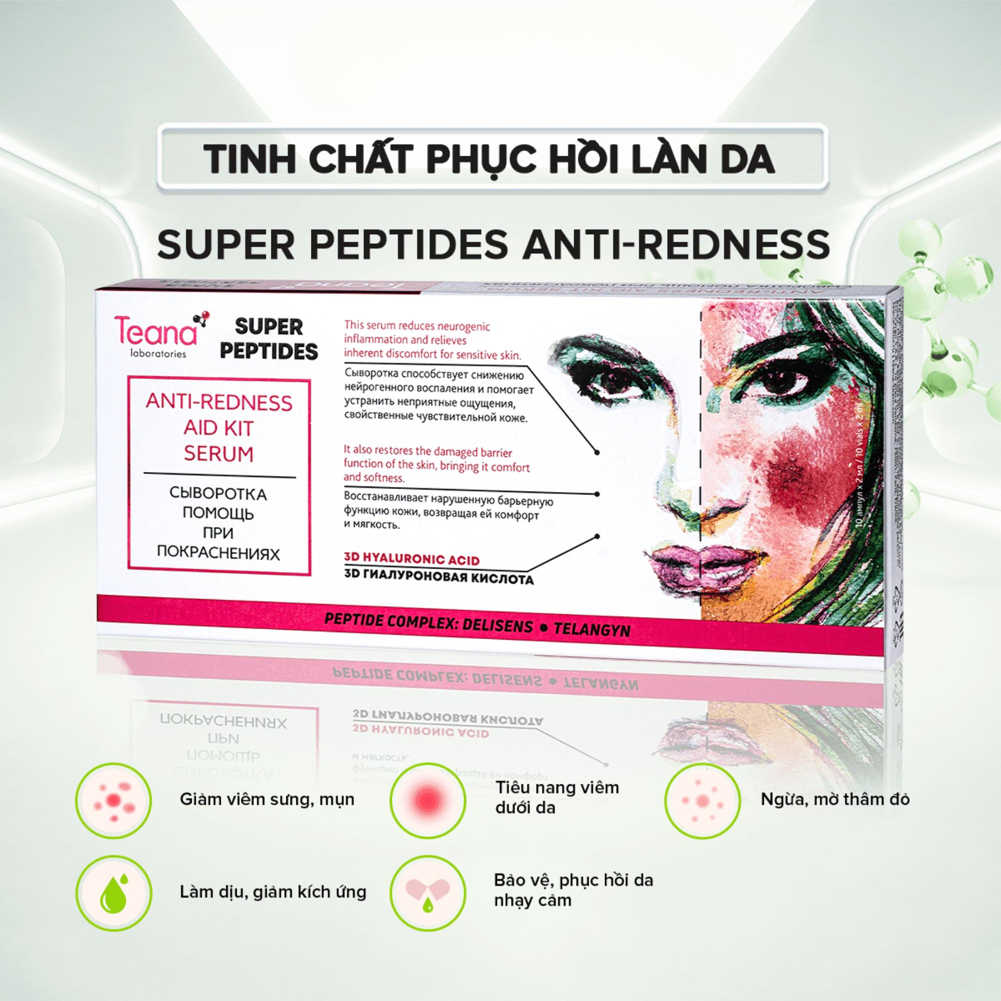 Tinh Chất Dưỡng Da Teana Super Peptides Anti-Redness Làm Dịu Da Đỏ, Hỗ Trợ Da Nhạy Cảm, Kích Ứng - 20ml (2ml x 10 ống) - Image 2