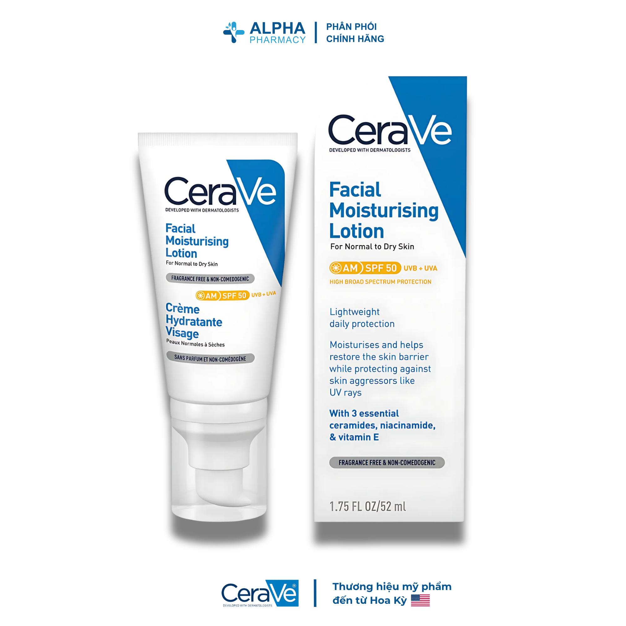 Sữa Chống Nắng Cerave Facial Moisturising Lotion AM SPF50 Dưỡng Ẩm & Phục Hồi Da – 52ml - Image 3