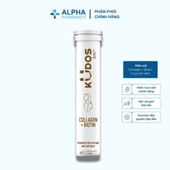 Viên sủi Kudos Collagen + Biotin Tốt cho da, hỗ trợ giúp móng chắc khỏe (Tuýp 20 viên)