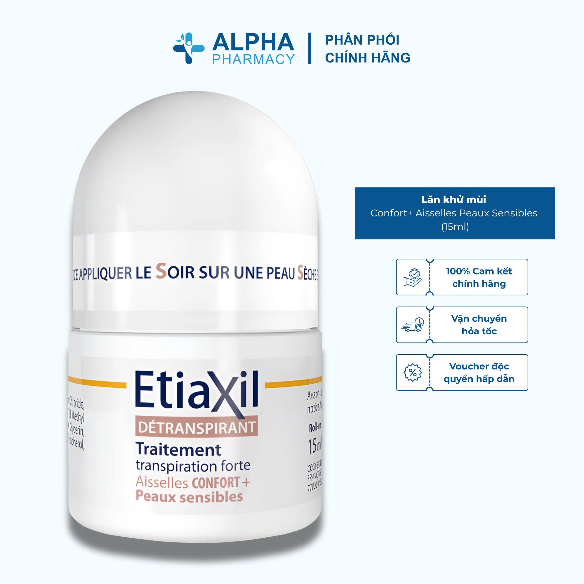 Lăn Khử Mùi Etiaxil Détranspirant Traitement Transpiration Forte Confort+ Aisselles Peaux Sensibles Cho Da Siêu Nhạy Cảm – 15ml