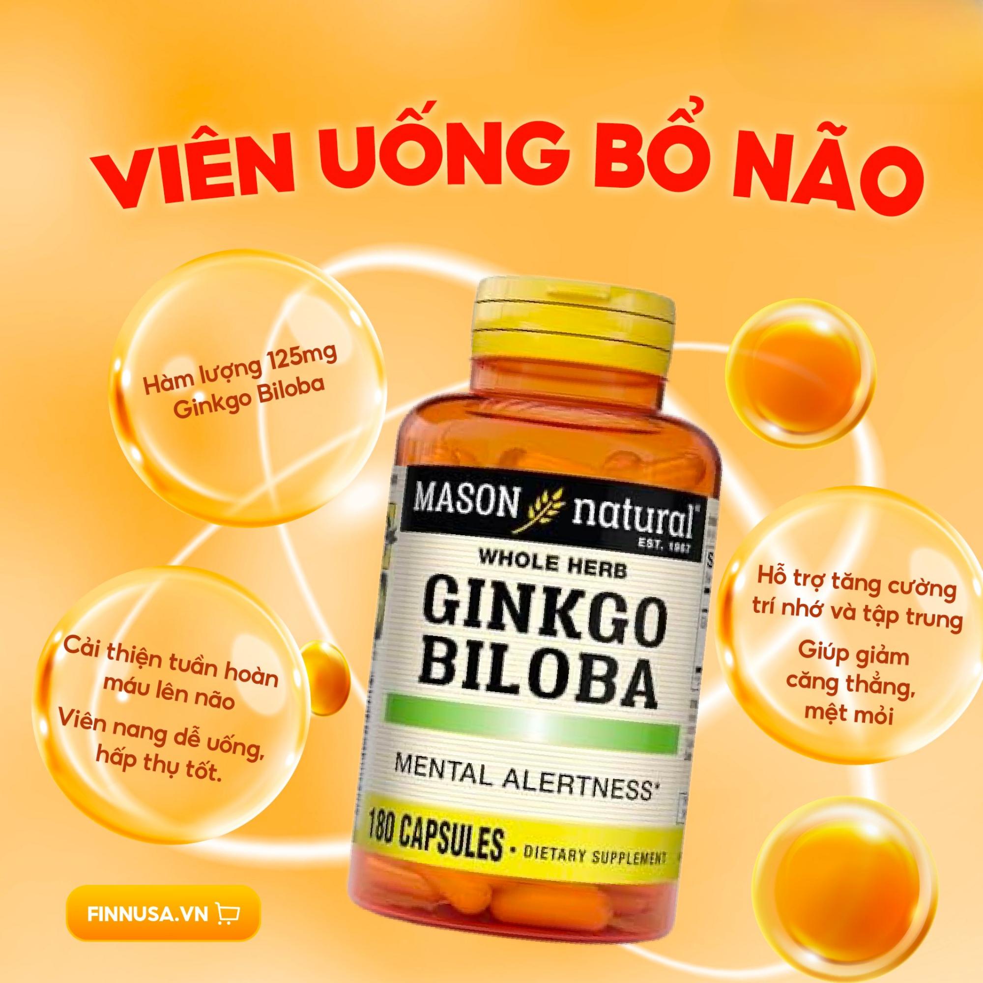 Viên Uống Bổ Sung Mason Ginkgo Biloba Hỗ Trợ Tăng Cường Tuần Hoàn Máu Não, Cải Thiện Trí Nhớ - Image 3