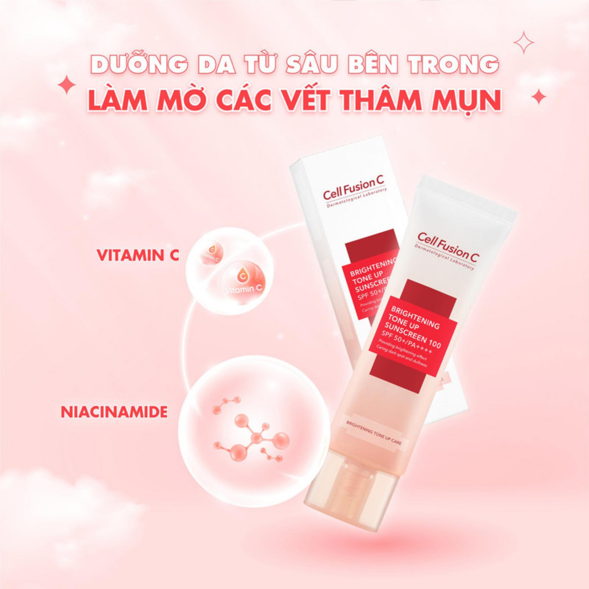 Kem Chống Nắng Cell Fusion C Tone Up Care Sunscreen 100 SPF50+/PA++++ – 50ml (Hồng) - Image 4