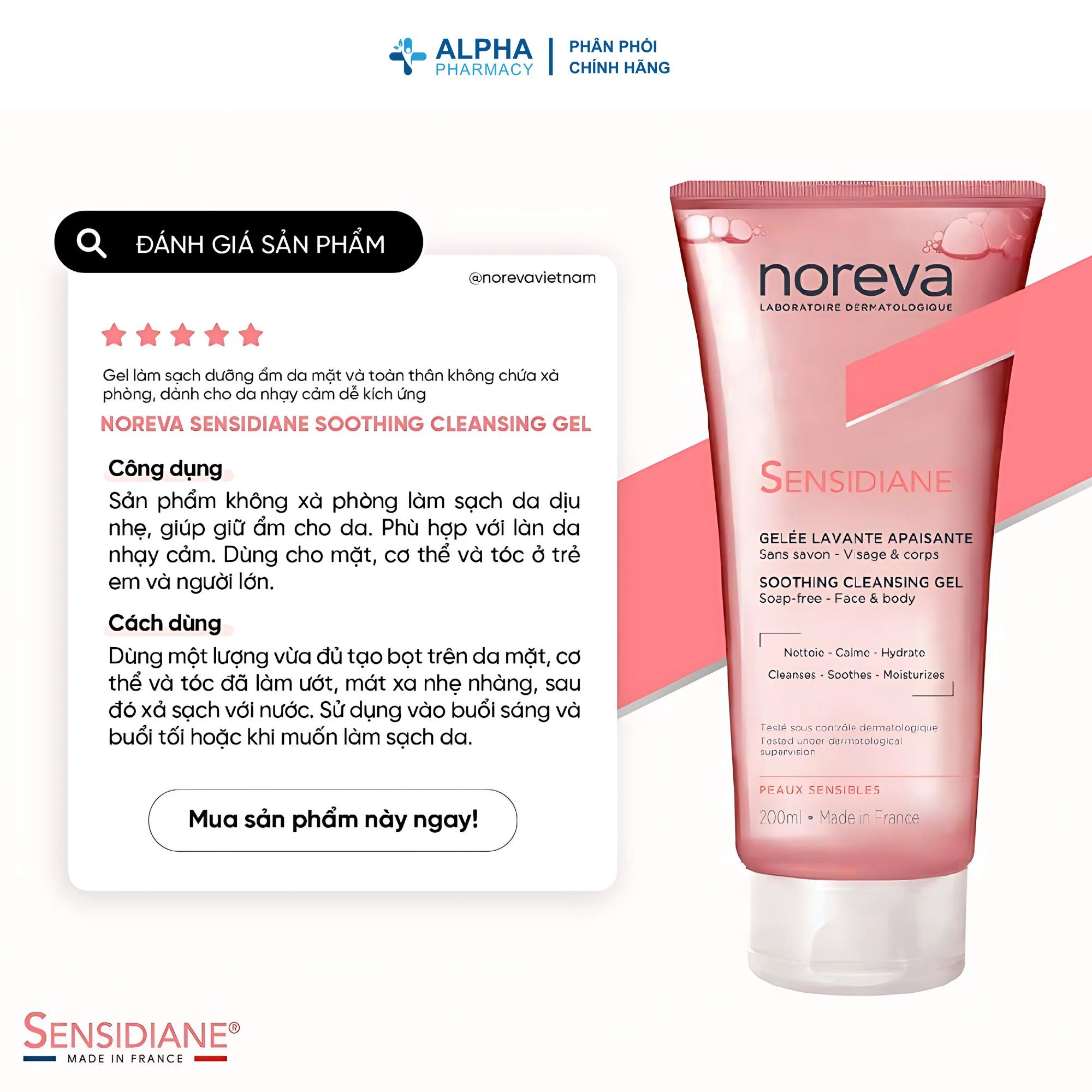 Gel Rửa Mặt Noreva Sensidiane Soothing Cleansing Cho Da Nhạy Cảm – 200ml - Image 4