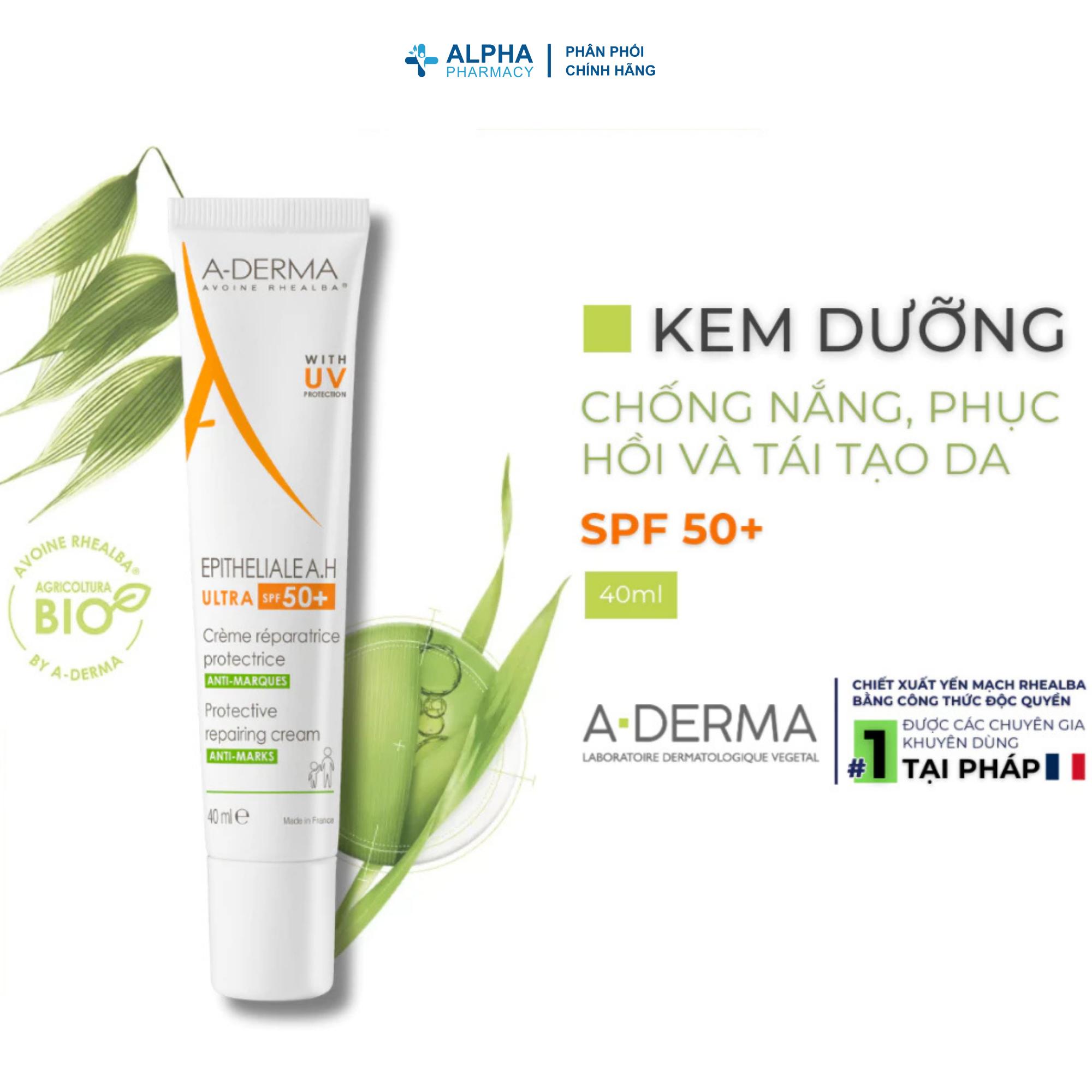Kem Dưỡng Ẩm Làm Dịu & Chống Nắng SPF50+ A-Derma Apitheliale A.H Ultra SPF50+ Protective Repairing Cream - 40ml - Image 2