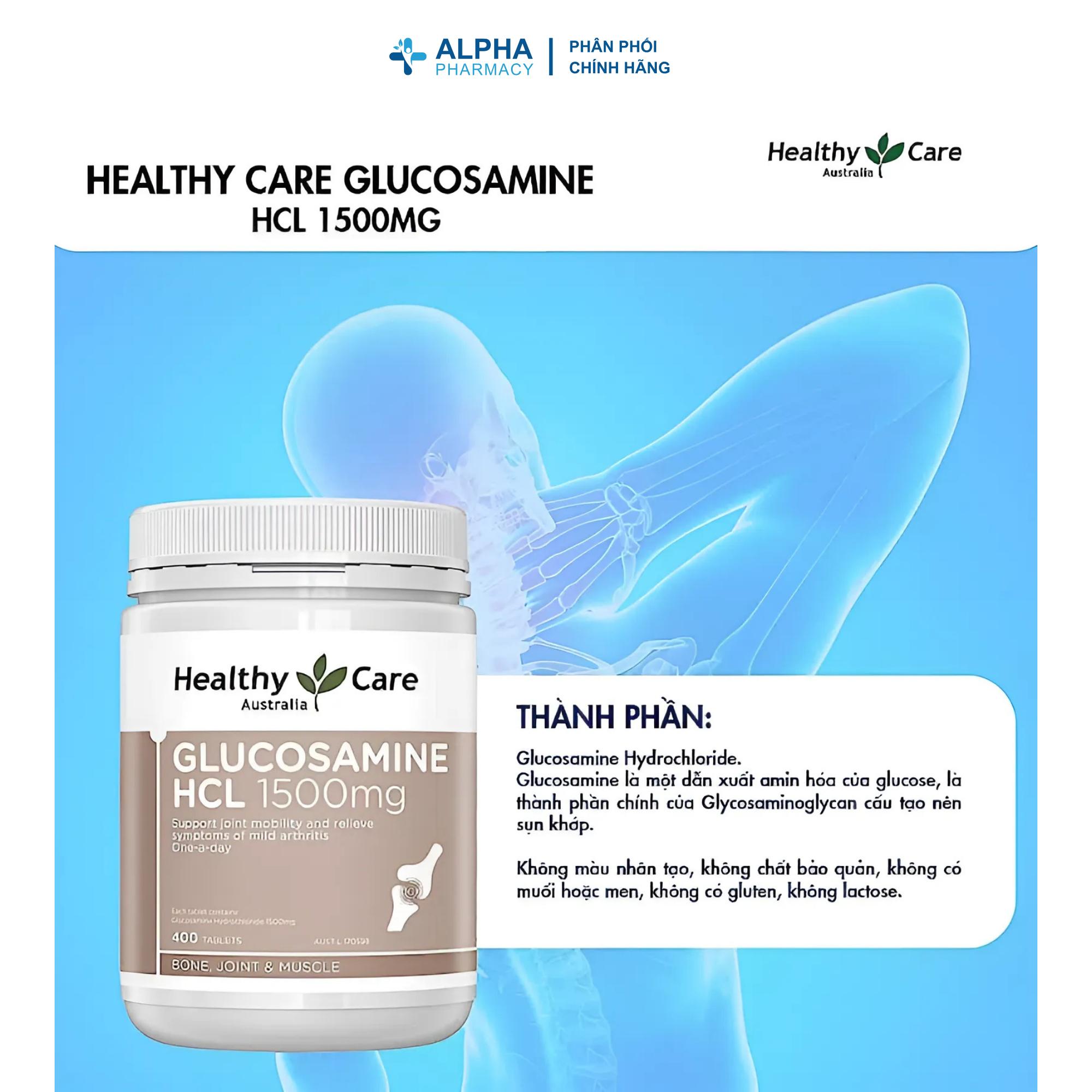 Viên Uống Glucosamine HCl 1500mg Healthy Care Hỗ Trợ Tăng Tiết Dịch Khớp & Giảm Nguy Cơ Thoái Hóa Khớp - Lọ 400 Viên - Image 3