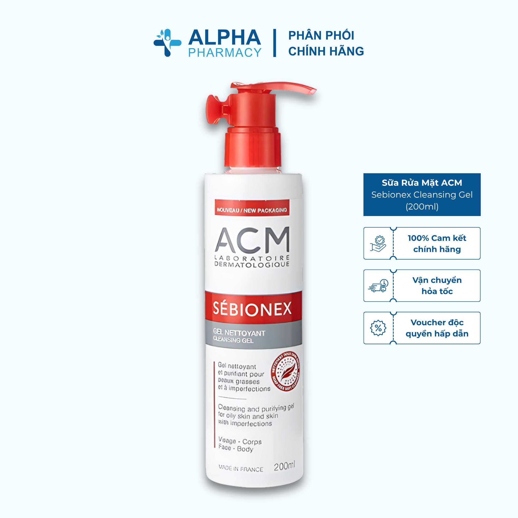 Sữa Rửa Mặt Làm Sạch Sâu Cho Da Dầu Mụn ACM Sebionex Cleansing Gel - 200ml