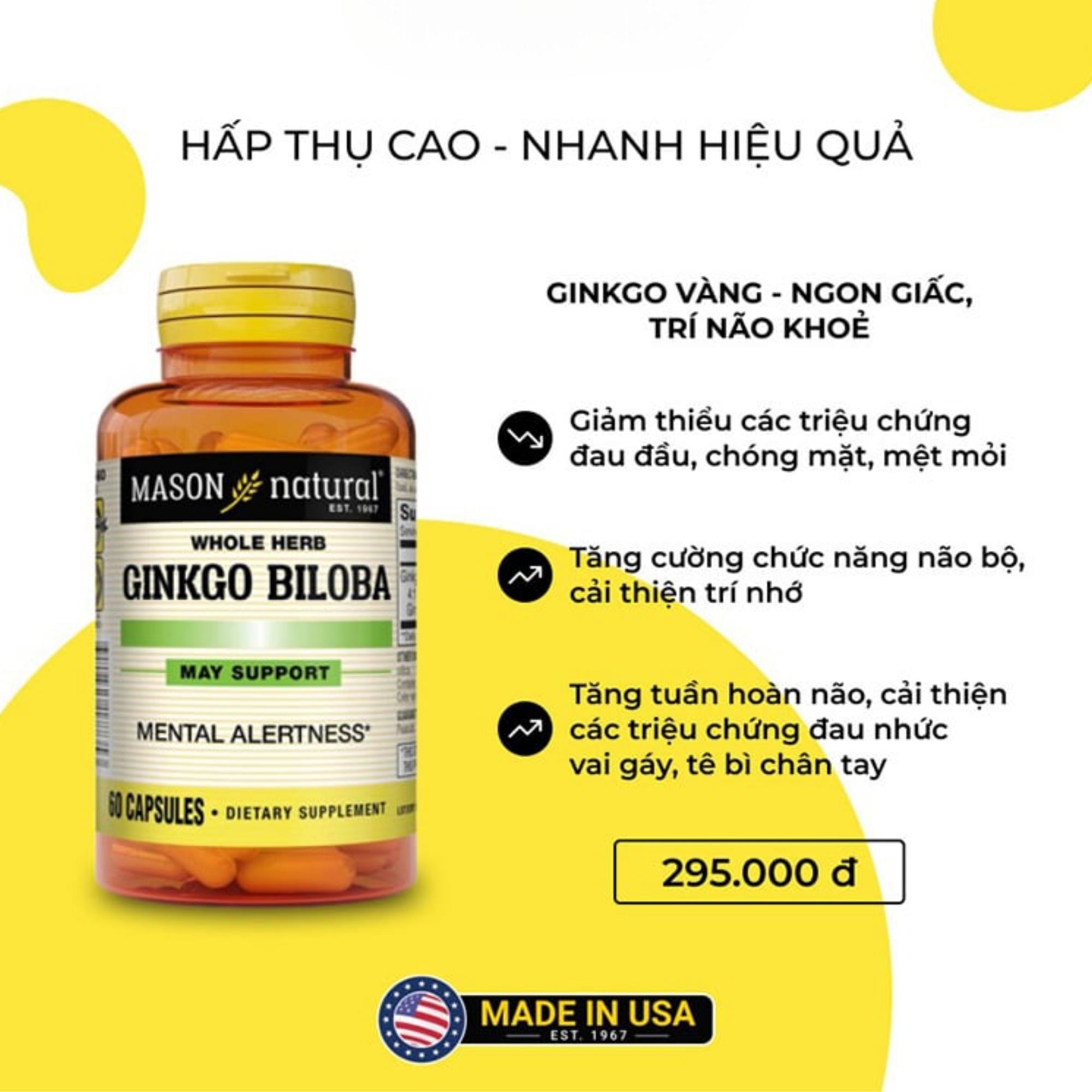 Viên Uống Bổ Sung Mason Ginkgo Biloba Hỗ Trợ Tăng Cường Tuần Hoàn Máu Não, Cải Thiện Trí Nhớ - Image 2