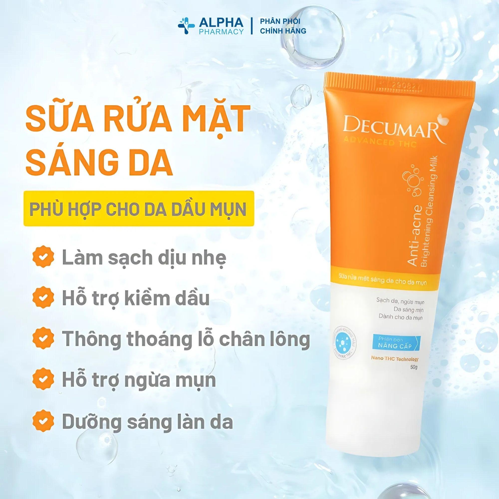 Sữa Rửa Mặt Decumar Nano THC Sáng Da Cho Da Mụn, Giúp Sạch Nhờn – 50g - Image 3