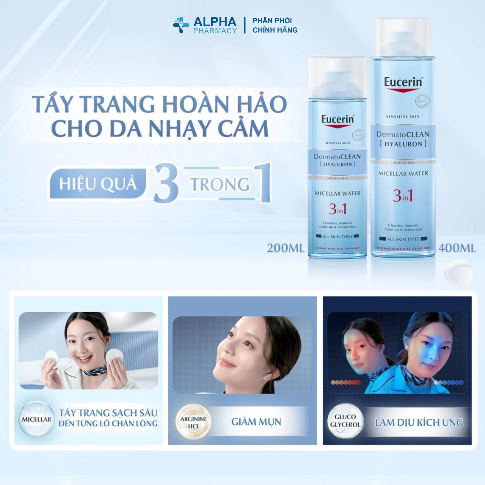 Nước Tẩy Trang Eucerin Dermato Clean Micellar Cleaning Fluid Cho Da Mụn Và Da Nhạy Cảm - 200ml/400ml - Image 7